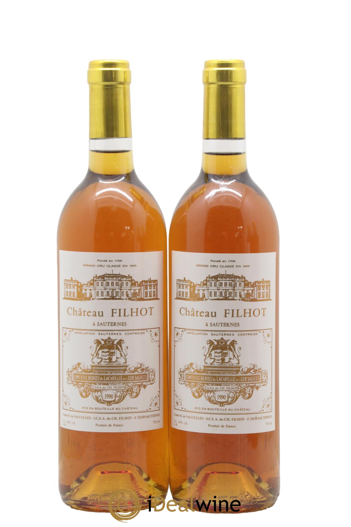 Château Filhot 2ème Grand Cru Classé 1990 - Posten von 2 Flaschen - 0