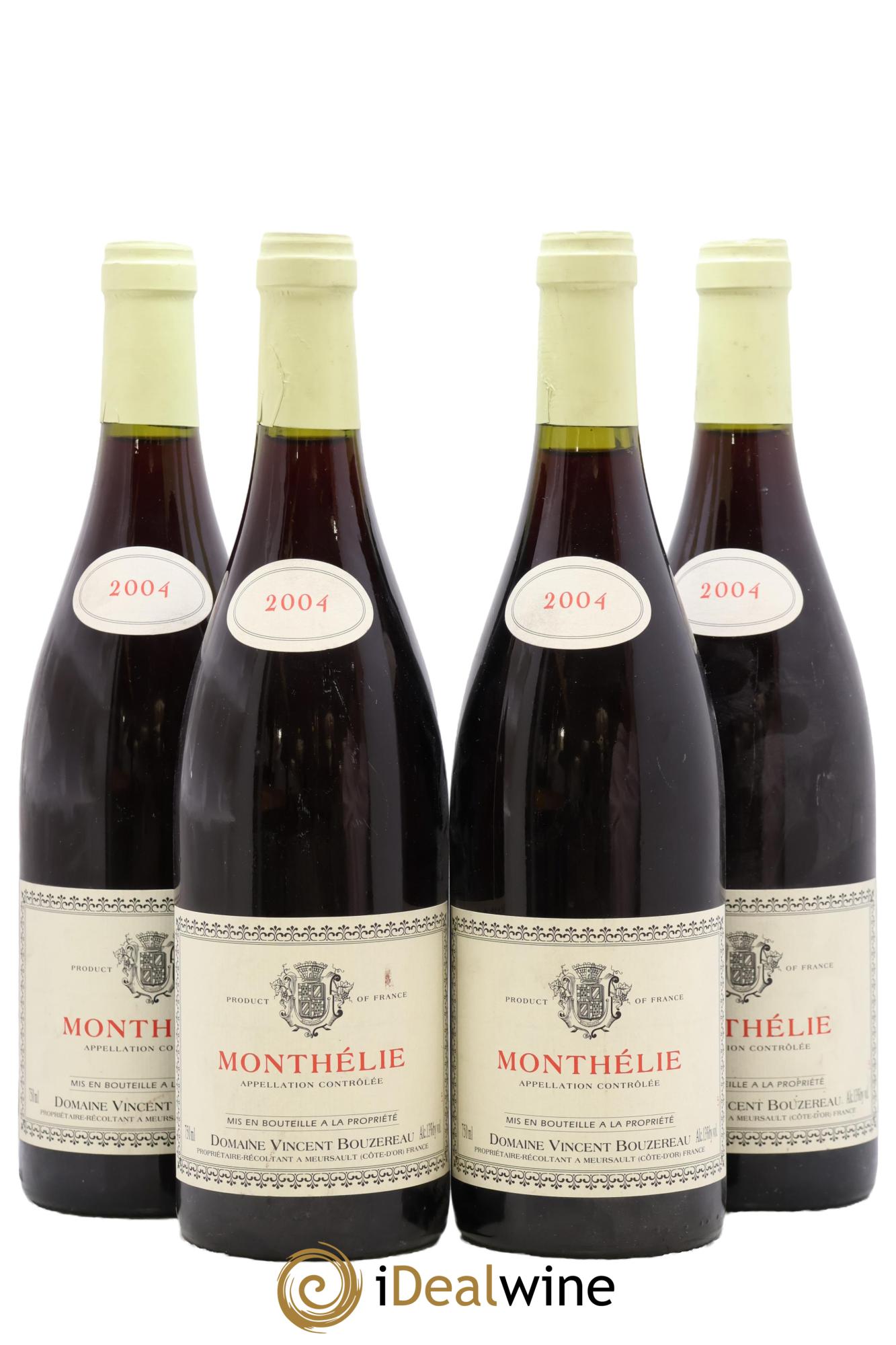 Monthélie Vincent Bouzereau (Domaine) 2004 - Lot de 4 bouteilles - 0