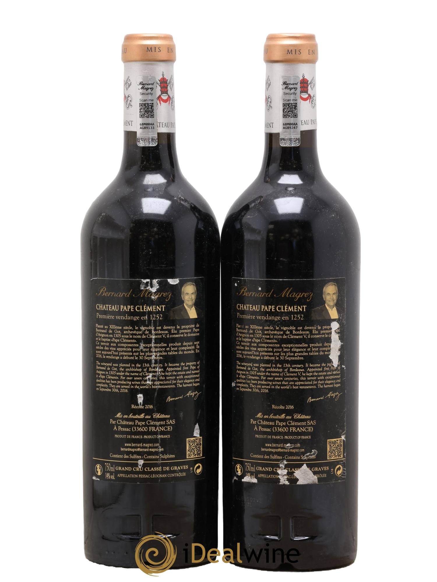 Château Pape Clément Cru Classé de Graves 2016 - Lot of 2 bottles - 1