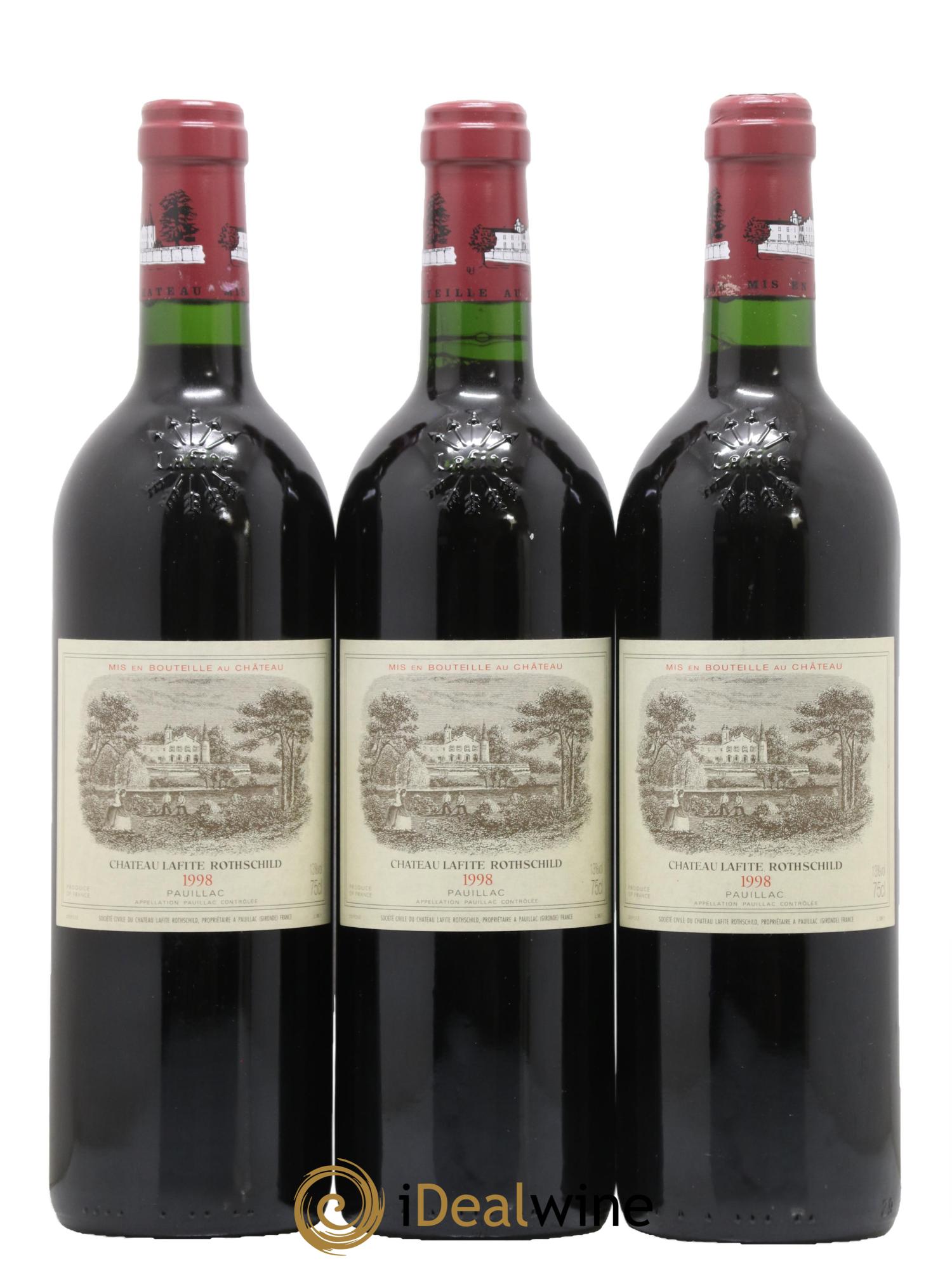 Château Lafite Rothschild 1er Grand Cru Classé 1998 - Lot de 3 bouteilles - 0