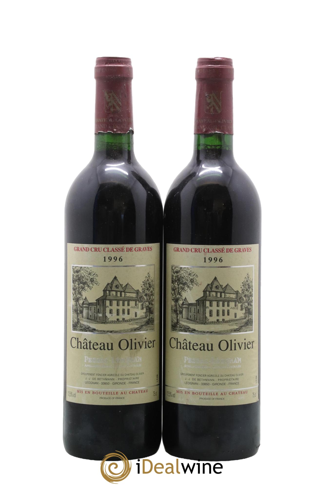 Château Olivier Cru Classé de Graves 1996 - Lot de 2 bouteilles - 0