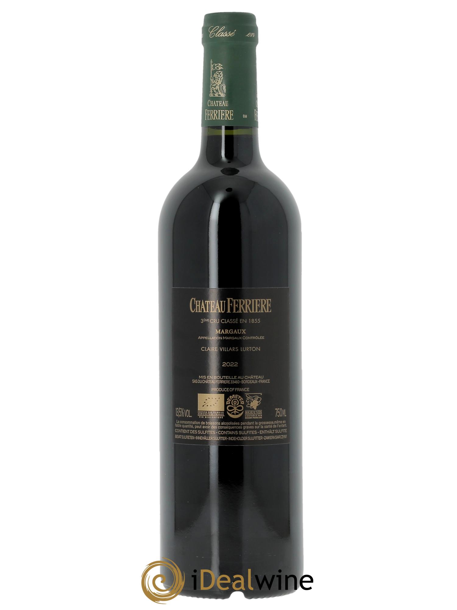 Château Ferrière 3ème Grand Cru Classé (Cassetta in legno a partire da 6 bts) 2022 - Lotto di 1 bottiglia - 1