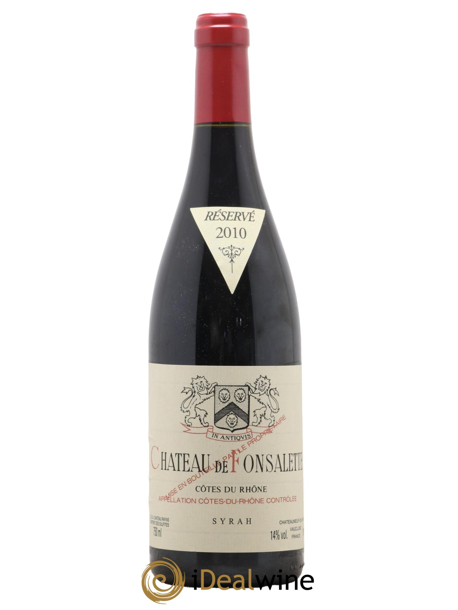 Côtes-du-Rhône Cuvée Syrah Château de Fonsalette 2010 - Lot de 1 bouteille - 0