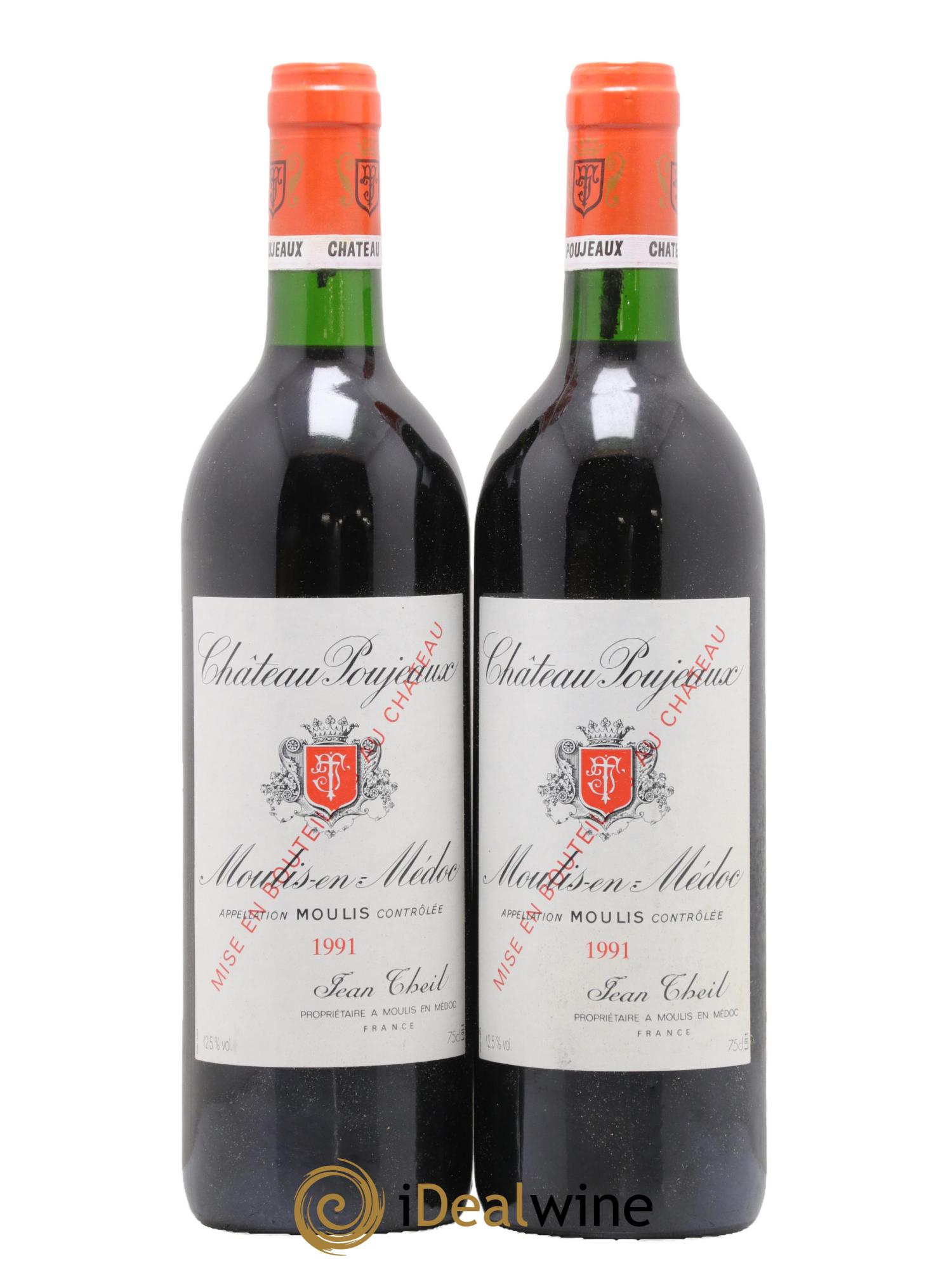 Château Poujeaux 1991 - Lot de 2 bouteilles - 0