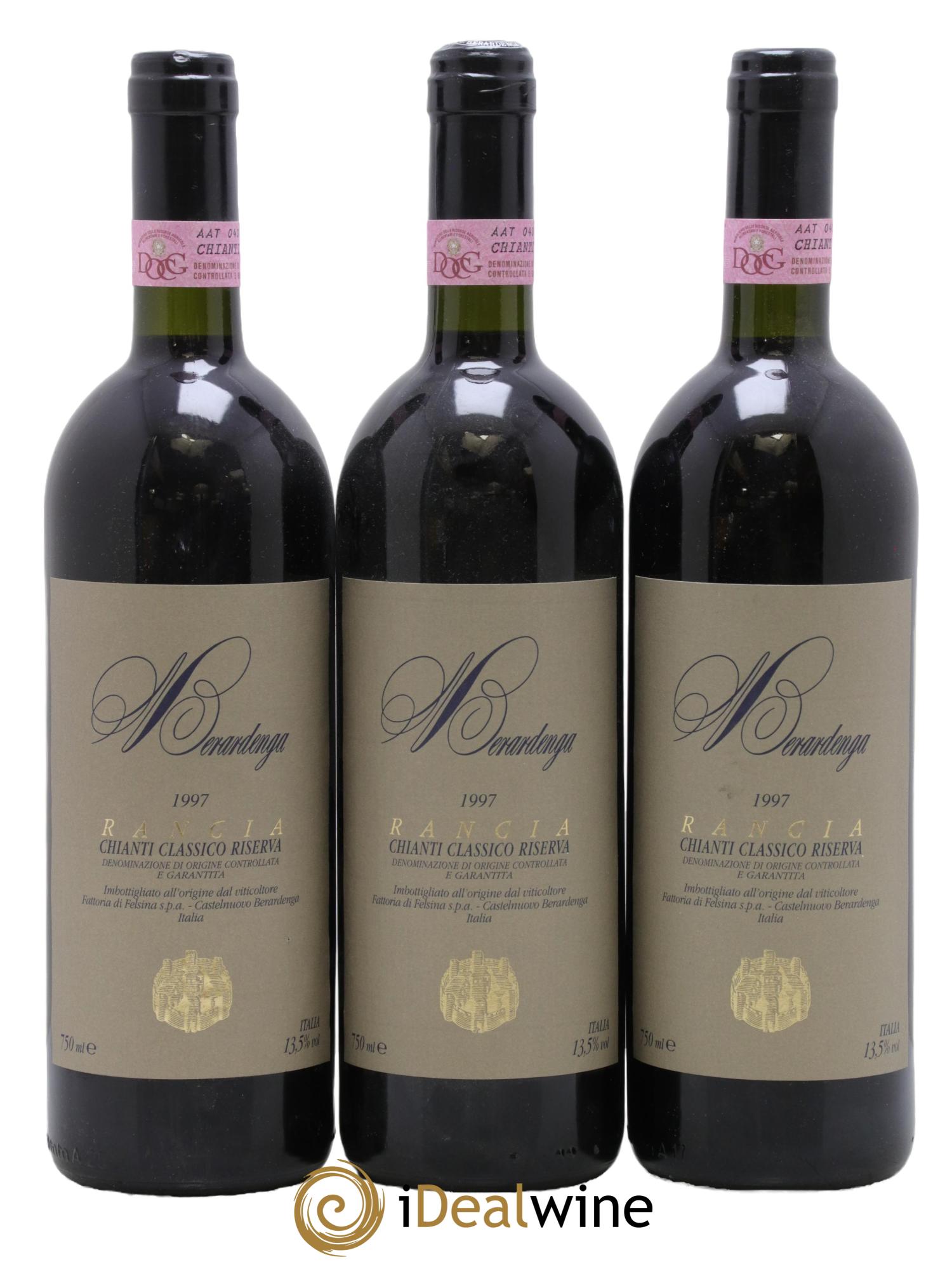 Chianti Classico DOCG Riserva Fèlsina Berardenga Rancia 1997 - Lot of 3 bottles - 0