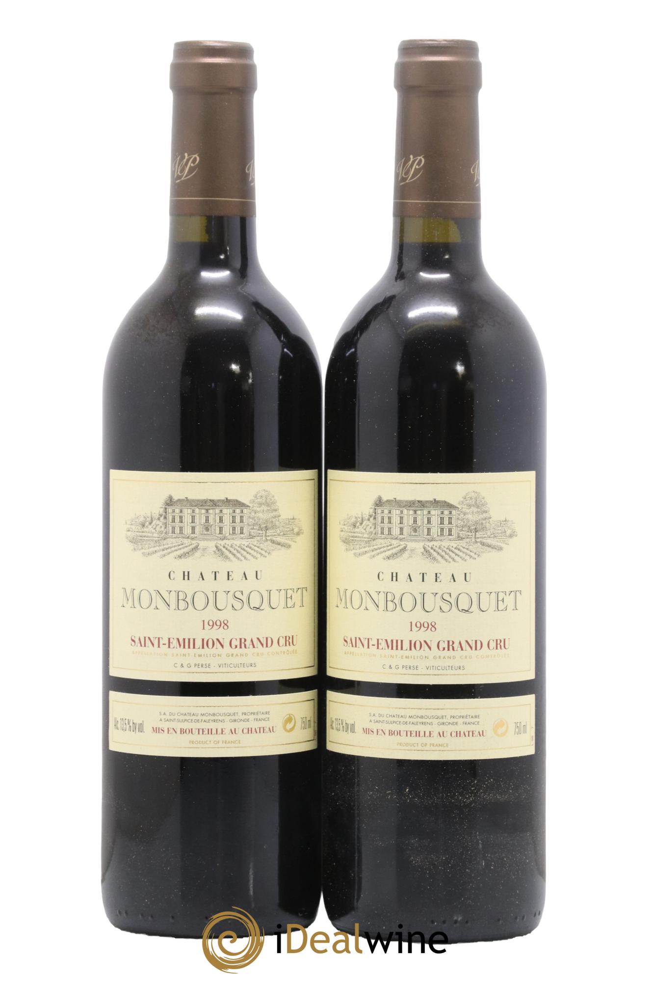 Château Monbousquet Grand Cru Classé 1998 - Lot de 2 bouteilles - 0