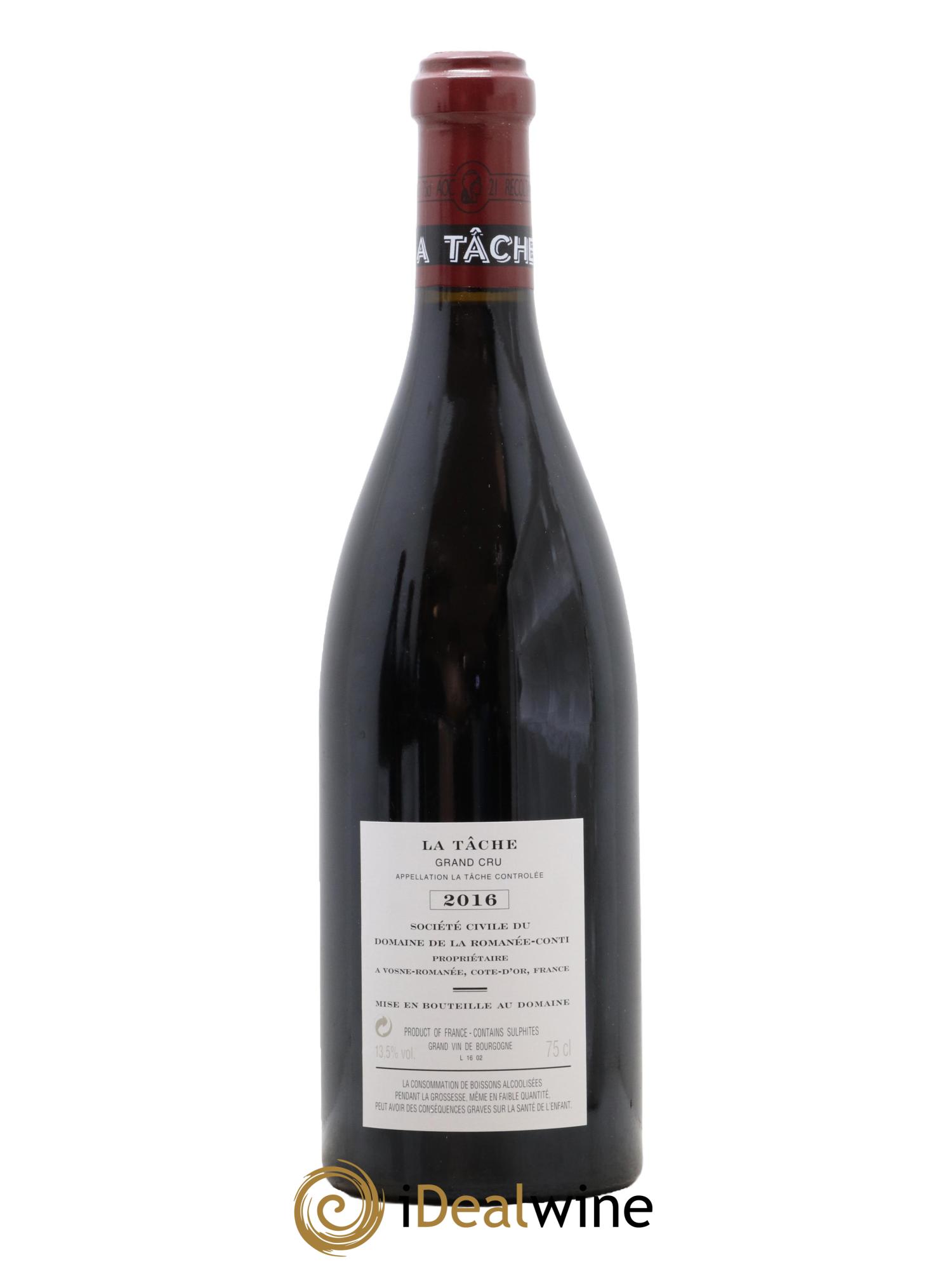 La Tâche Grand Cru Domaine de la Romanée-Conti  2016 - Lot de 1 bouteille - 1