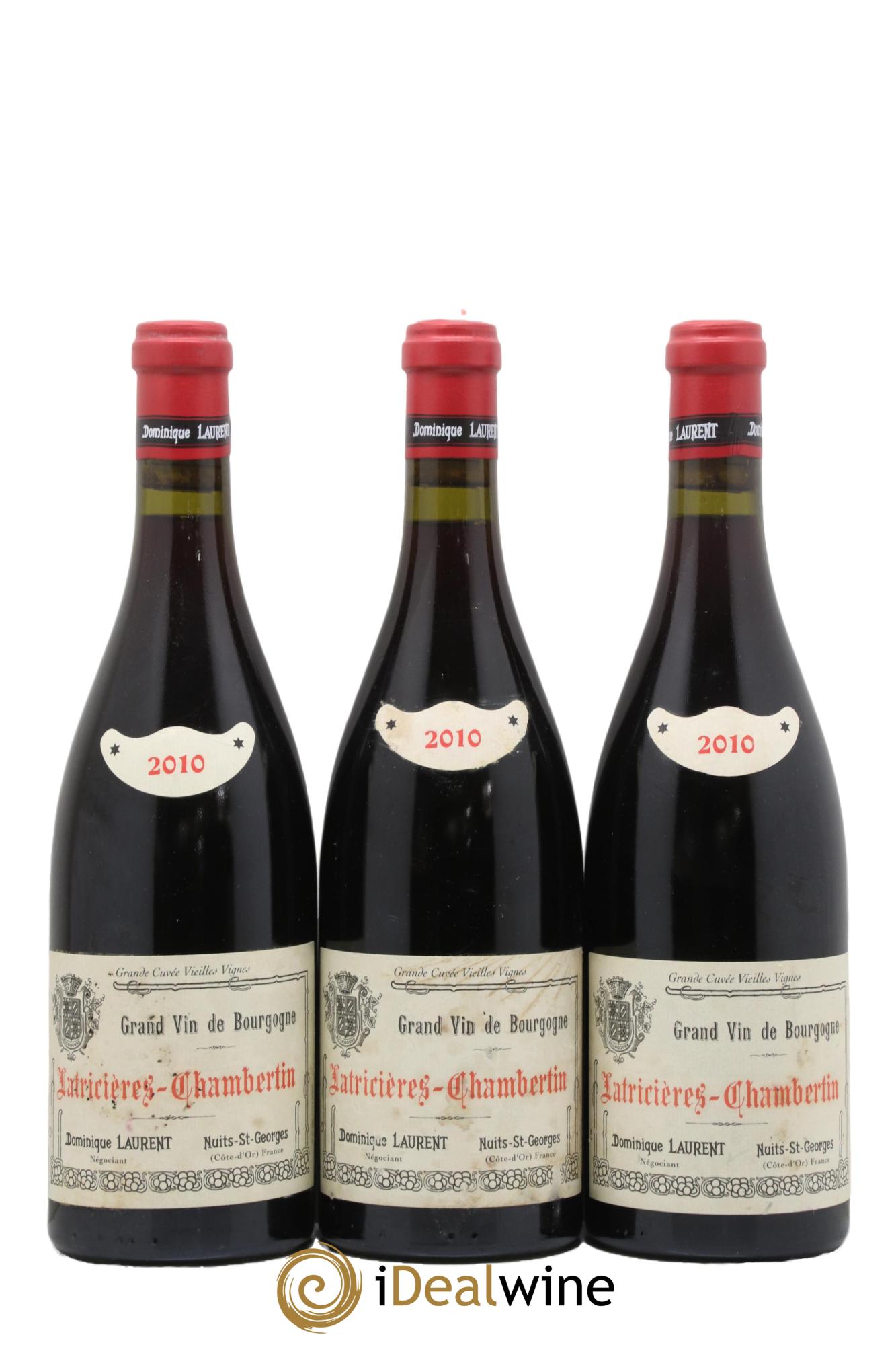 Latricières-Chambertin Grand Cru Grande Cuvée Vieilles Vignes Dominique Laurent 2010 - Lot of 3 bottles - 0