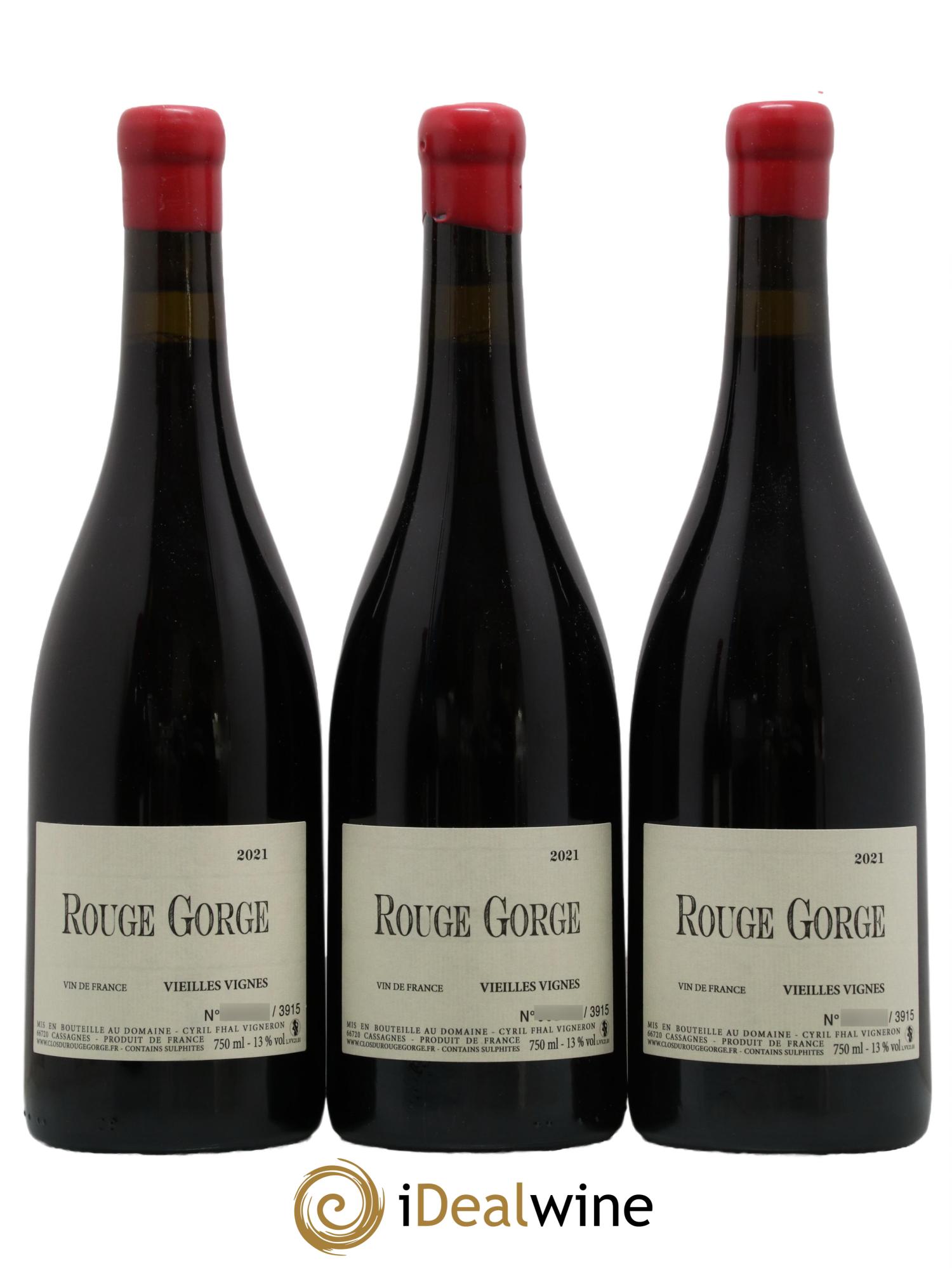Côtes Catalanes Clos du Rouge Gorge Vieilles Vignes Cyril Fhal 2021 - Lot de 3 bouteilles - 0