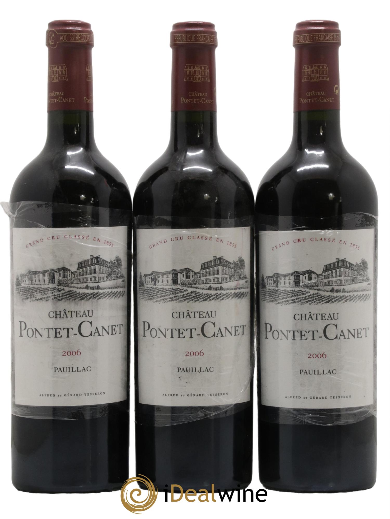 Château Pontet Canet 5ème Grand Cru Classé 2006 - Lot de 3 bouteilles - 0