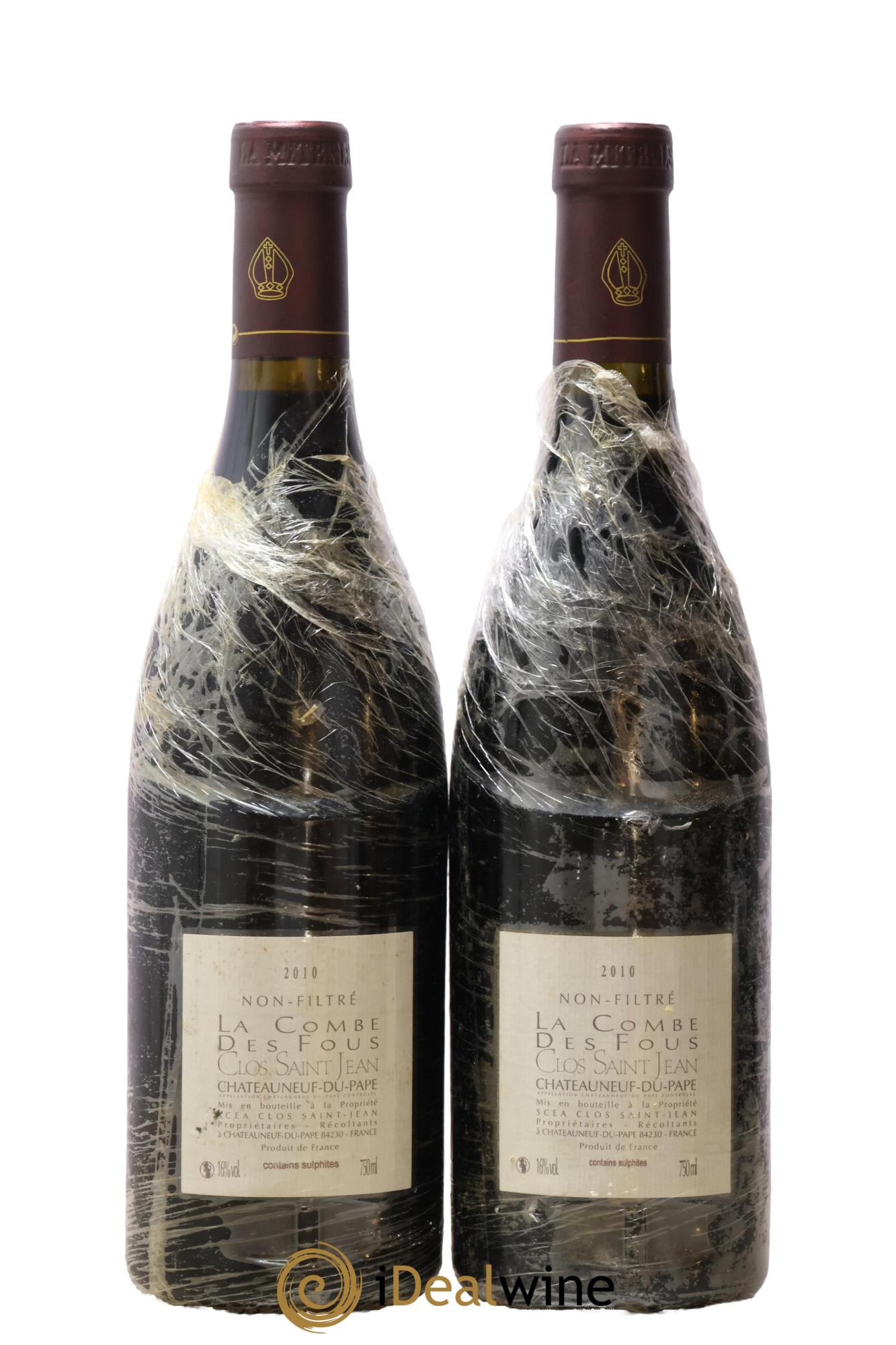Châteauneuf-du-Pape Clos Saint-Jean La Combe des Fous Pascal et Vincent Maurel 2010 - Lot de 2 bouteilles - 1