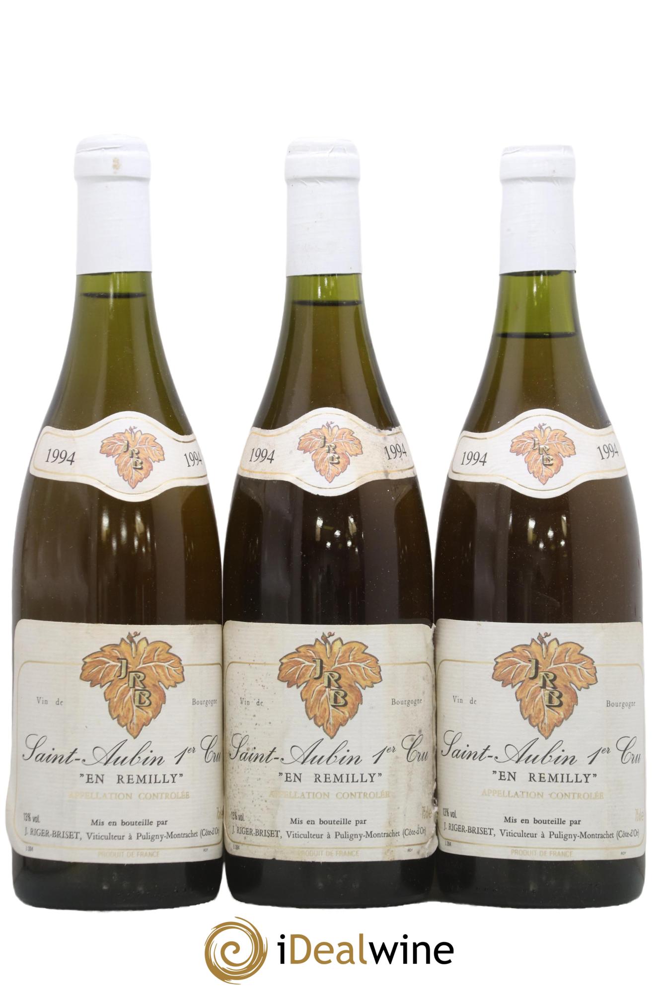 Saint-Aubin 1er Cru En Remilly J. Riger Briset 1994 - Lot de 3 bouteilles - 0
