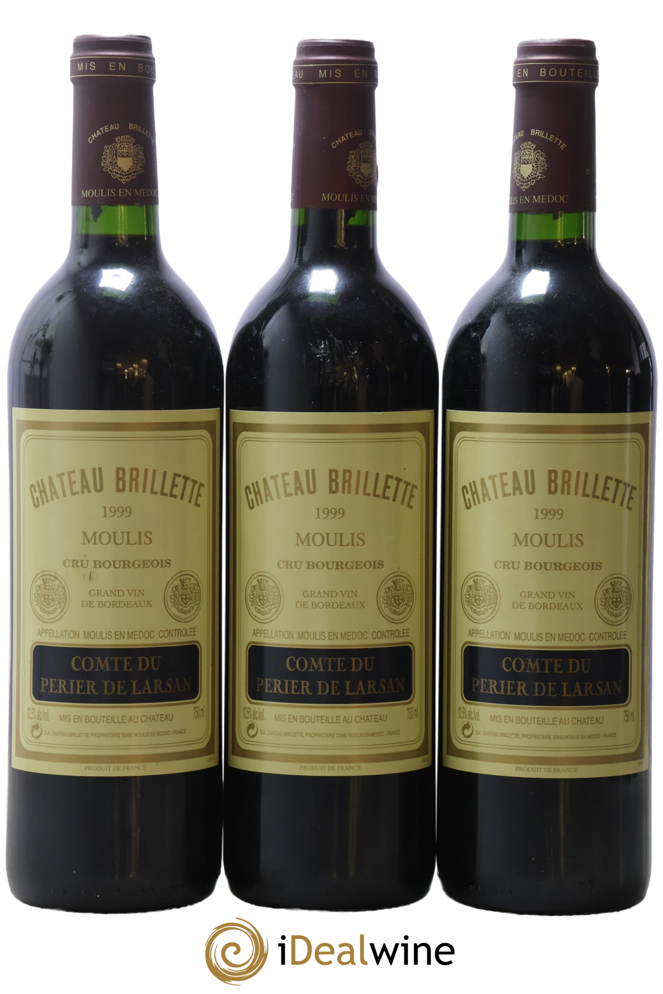 Château Brillette Cru Bourgeois 1999 - Lotto di 3 bottiglie - 0
