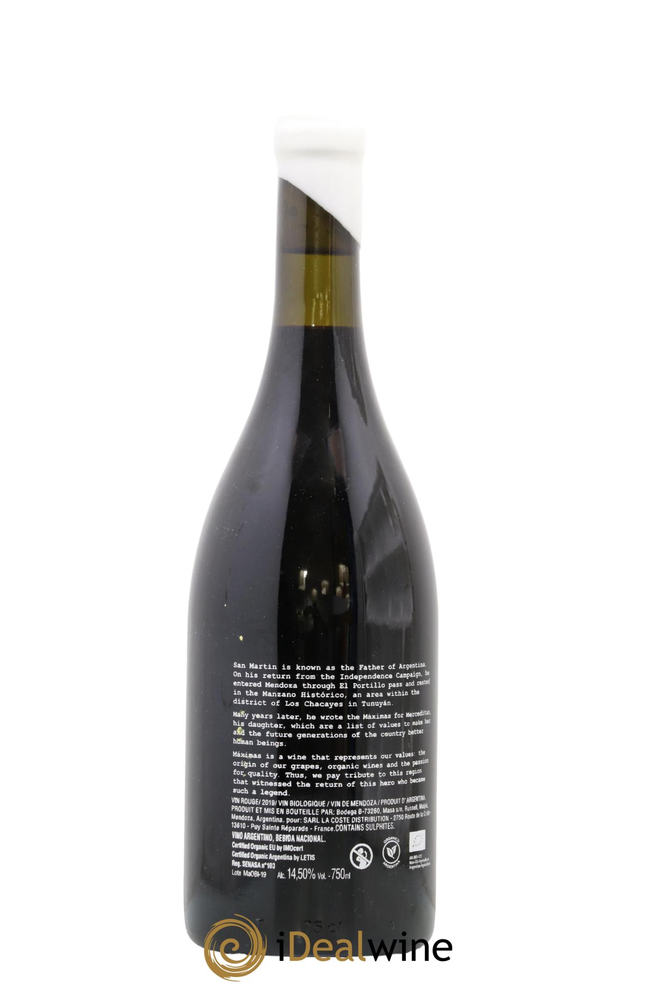 Vins Etrangers Argentine Maximas Los Chacayes 2019 - Lot of 1 bottle - 1