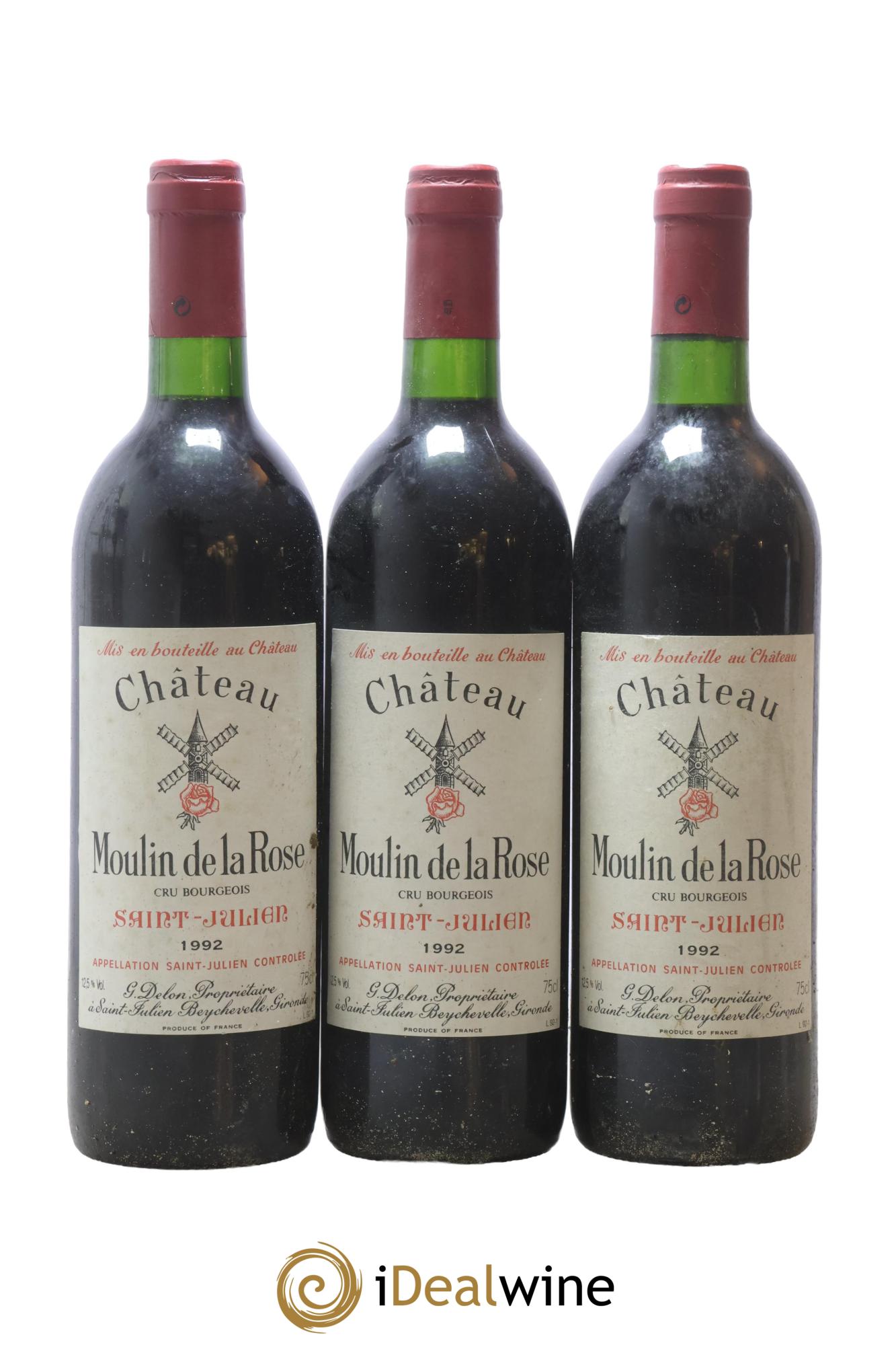 Château Moulin de la Rose Cru Bourgeois 1992 - Posten von 3 Flaschen - 0