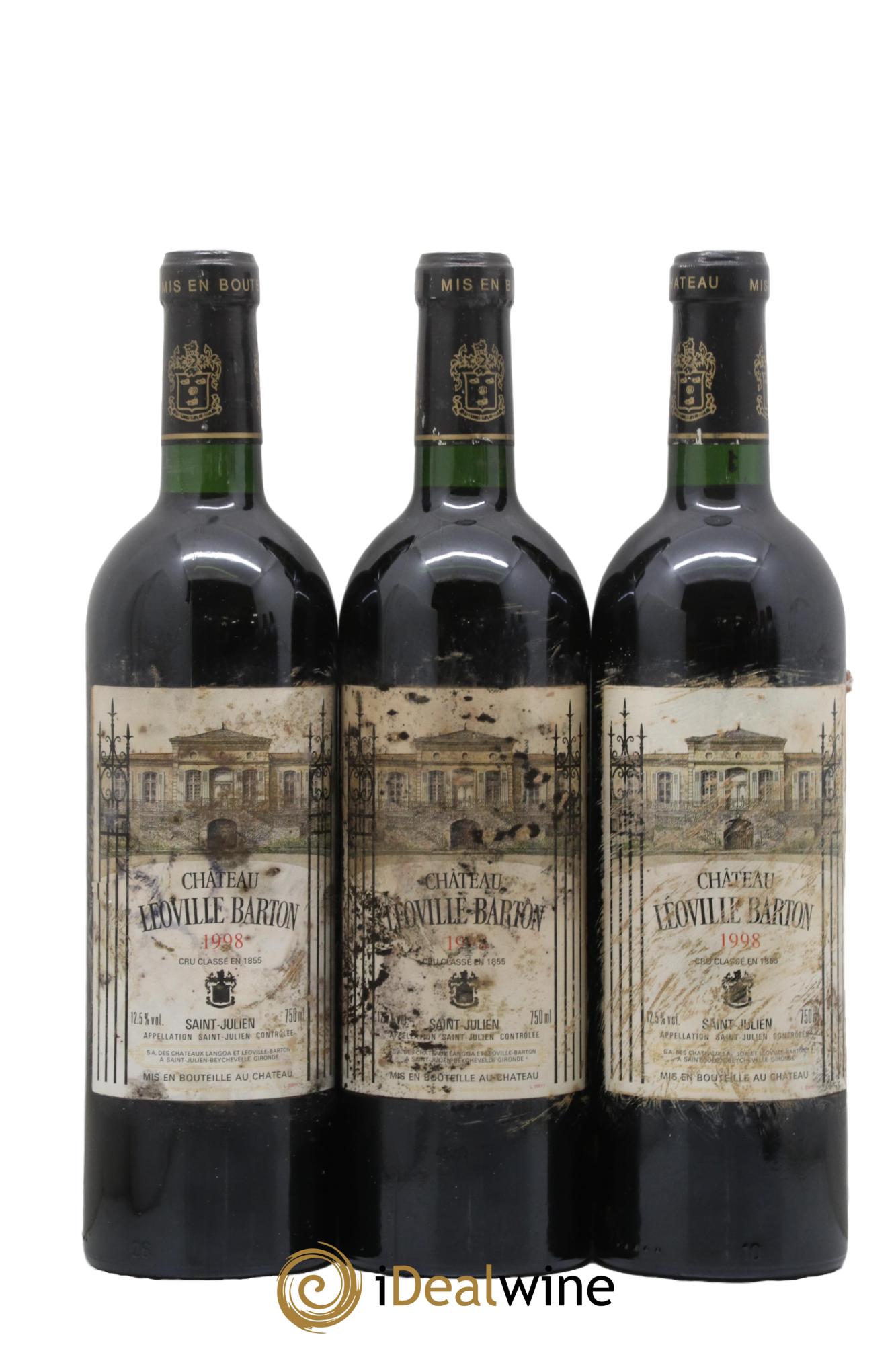 Château Léoville Barton 2ème Grand Cru Classé 1998 - Lotto di 3 bottiglie - 0