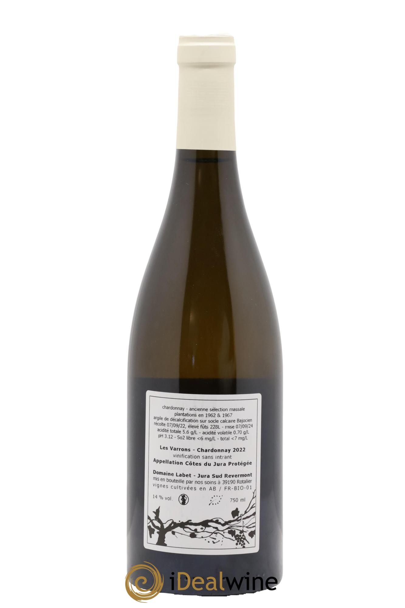 Côtes du Jura Chardonnay Les Varrons Romain - Julien - Charline Labet 2022 - Posten von 1 Flasche - 1