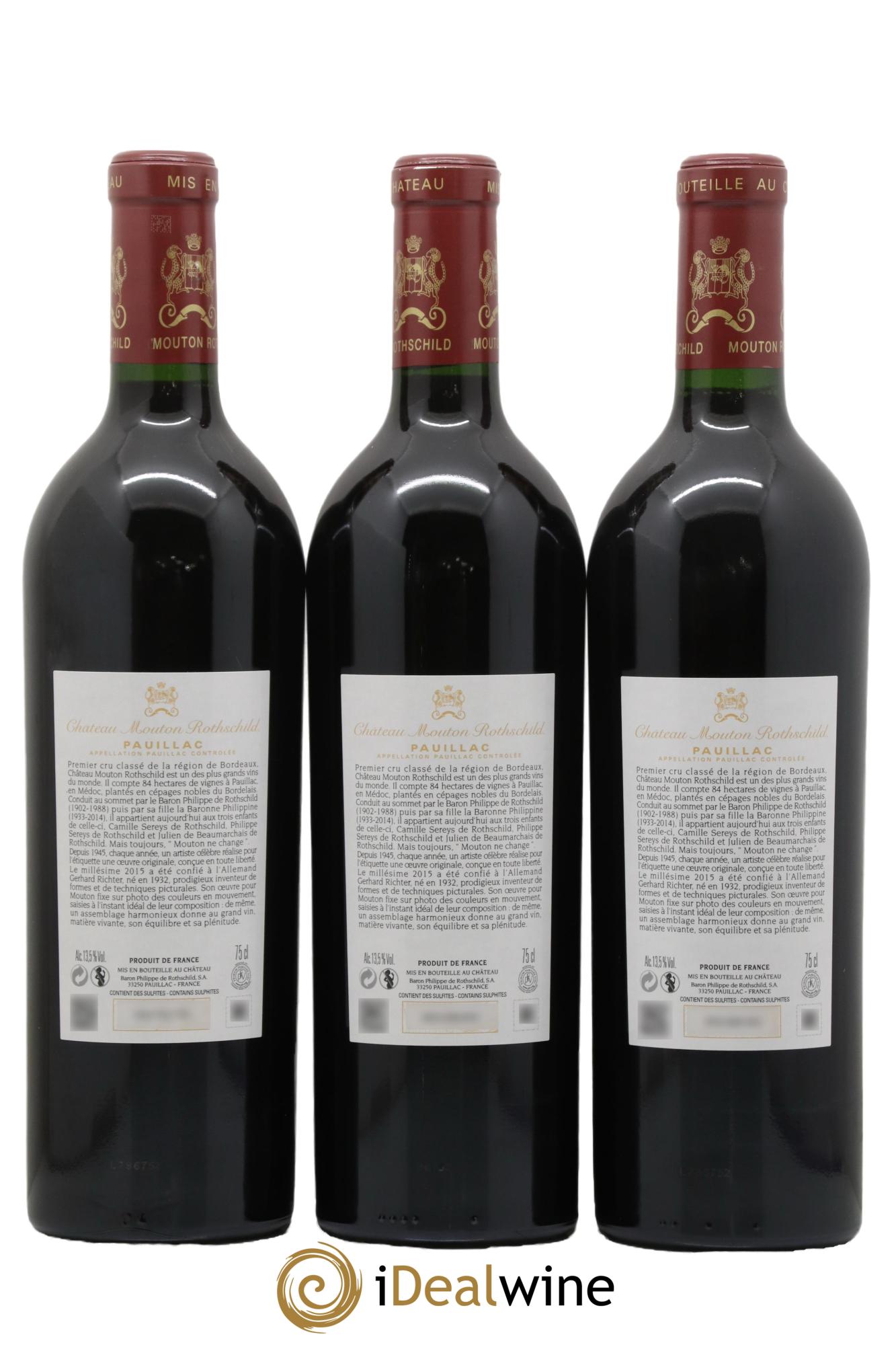 Château Mouton Rothschild 1er Grand Cru Classé 2015 - Lot of 3 bottles - 1