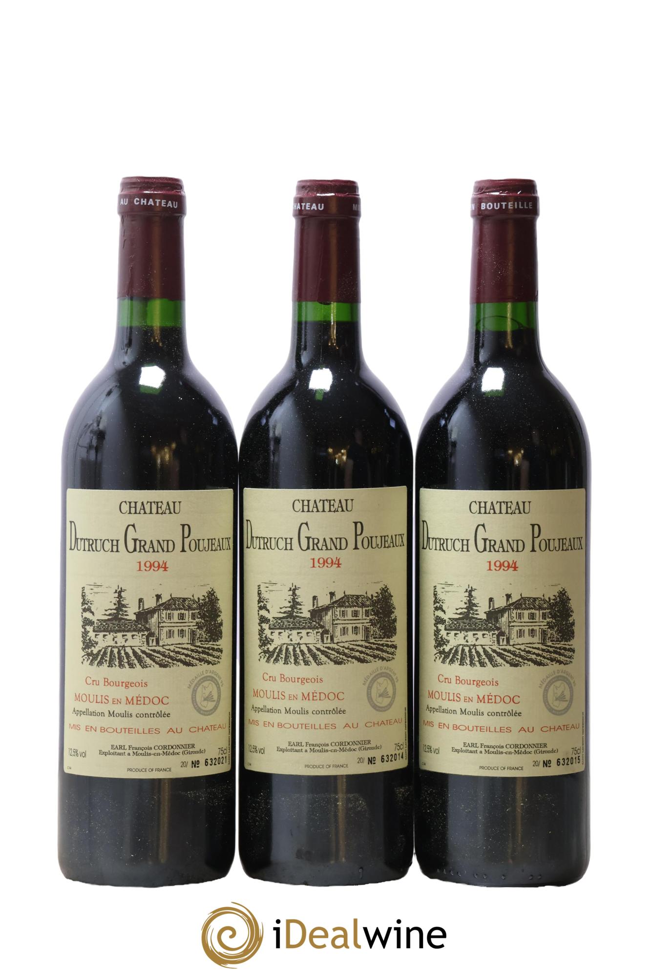 Château Dutruch Grand Poujeaux Cru Bourgeois 1994 - Posten von 3 Flaschen - 0