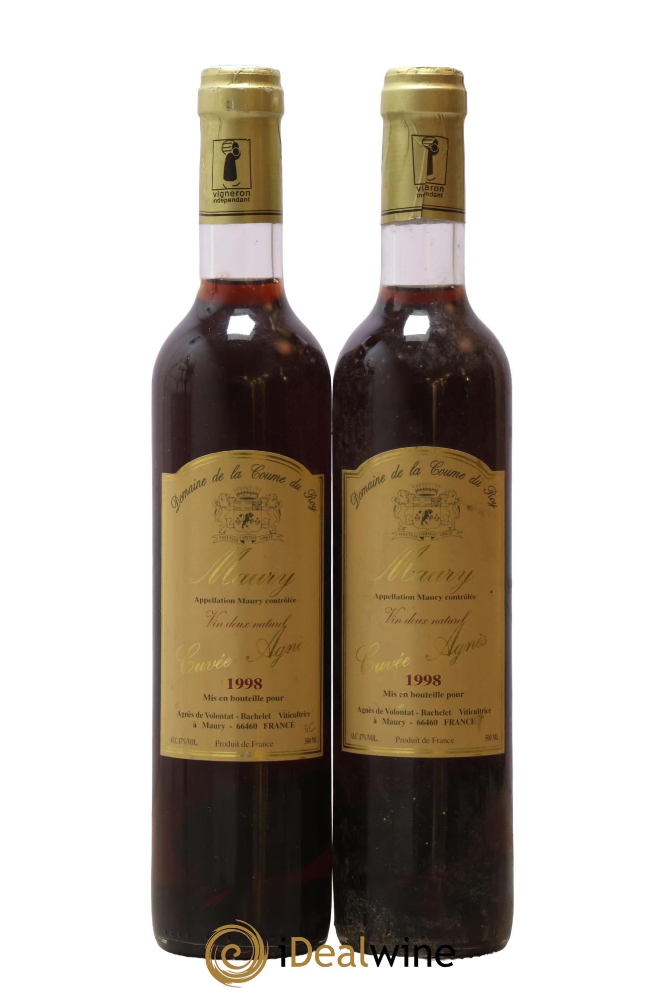 Maury Vin Doux Naturel Cuvée Agnès Domaine de la Coume du Roy De Volontat-Bachelet 1998 - Lot de 2 format 50cls - 0