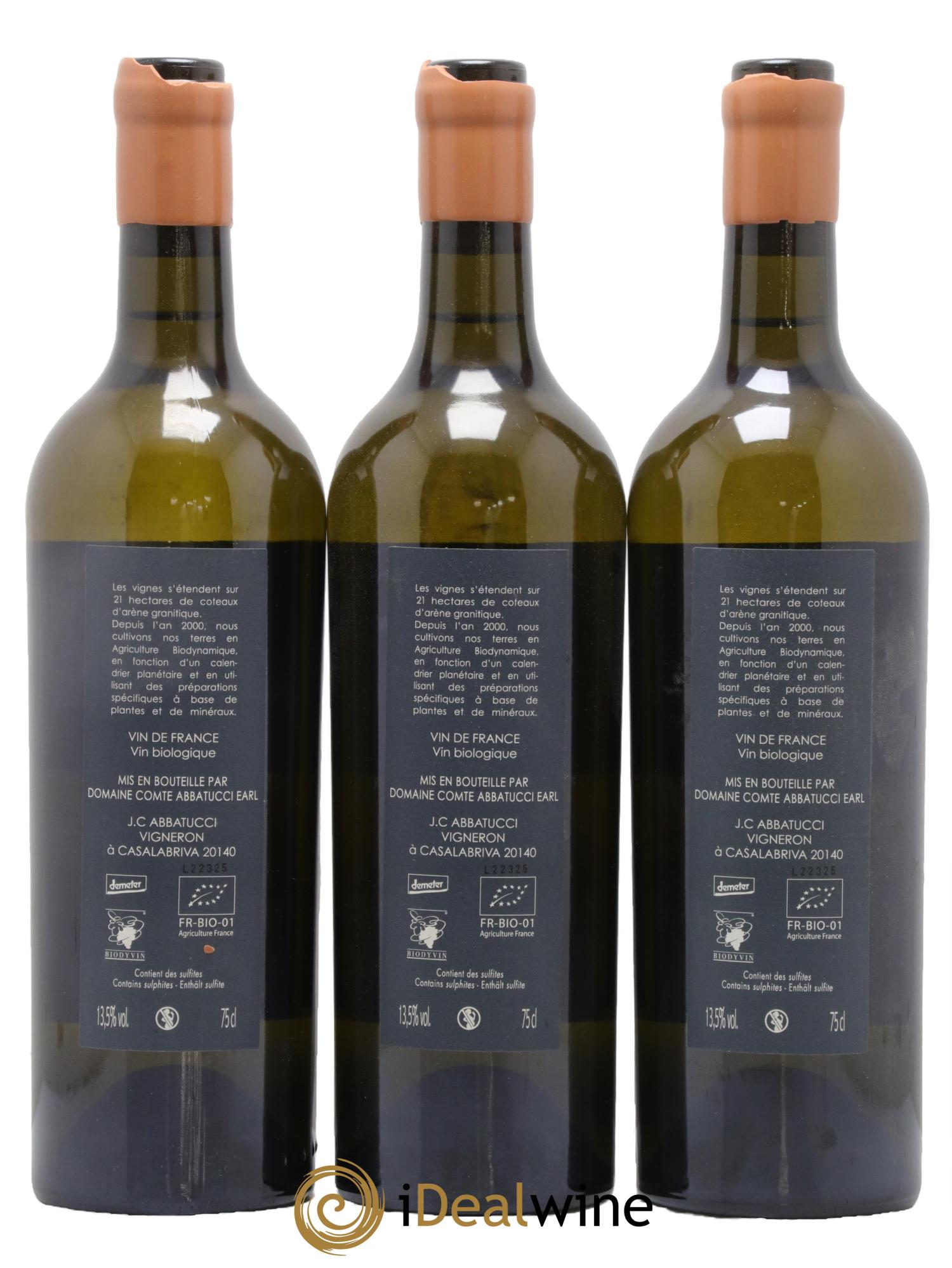 Vin de France Diplomate d'Empire Comte Abbatucci (Domaine)  2022 - Lot of 3 bottles - 1