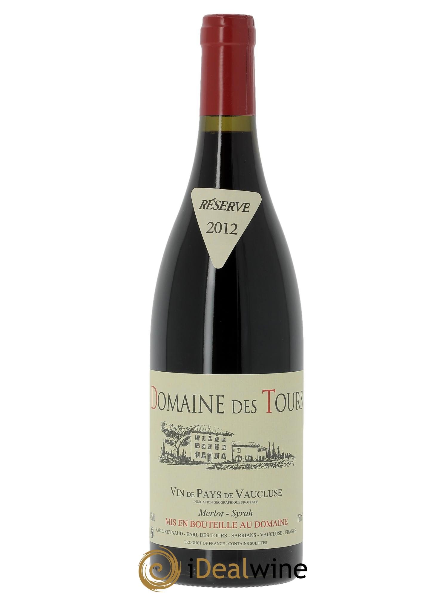 Vaucluse Domaine des Tours Merlot-Syrah Emmanuel Reynaud 2012 - Lot of 1 bottle - 0