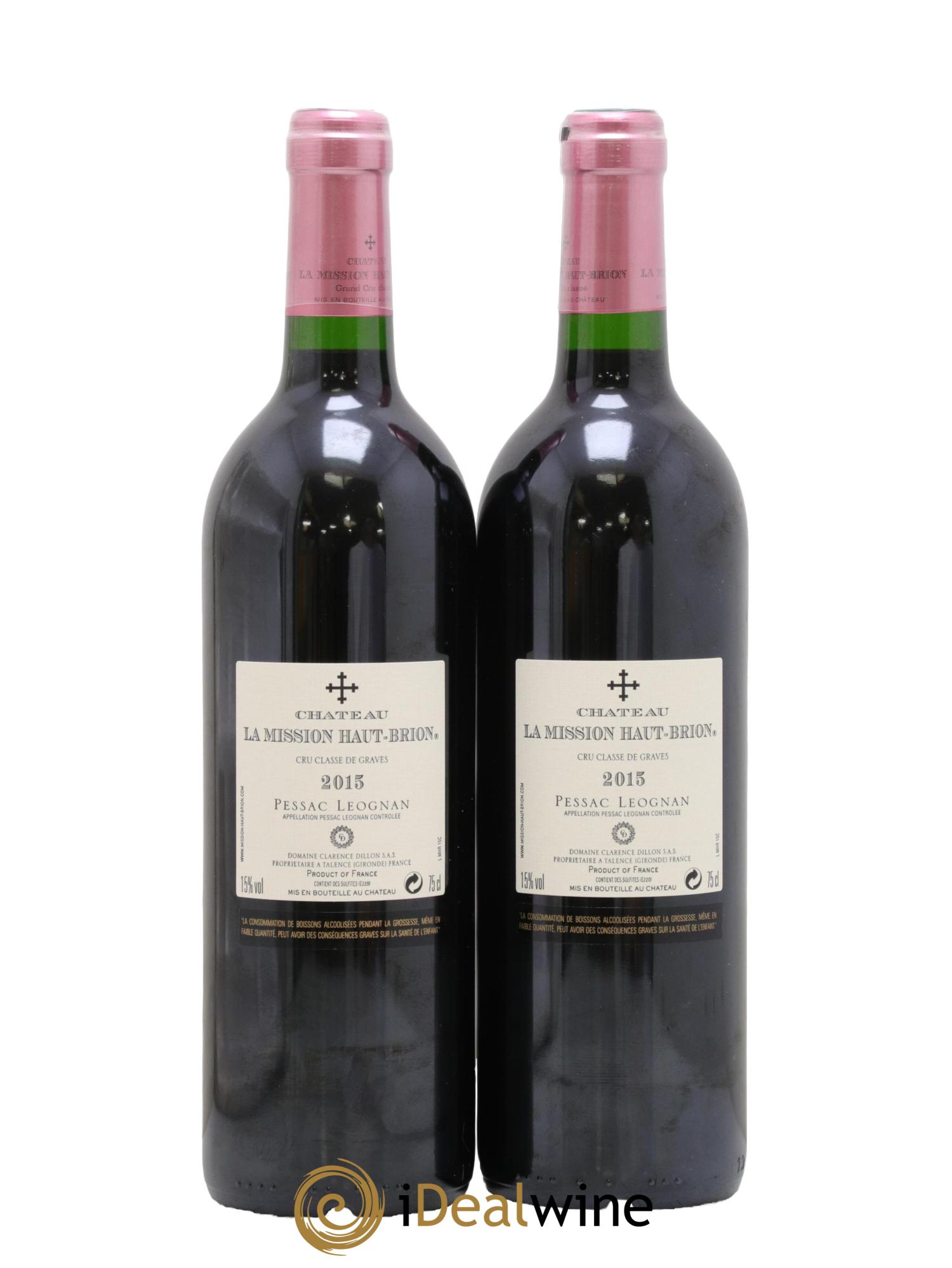 Château la Mission Haut-Brion Cru Classé de Graves 2015 - Lotto di 2 bottiglie - 1