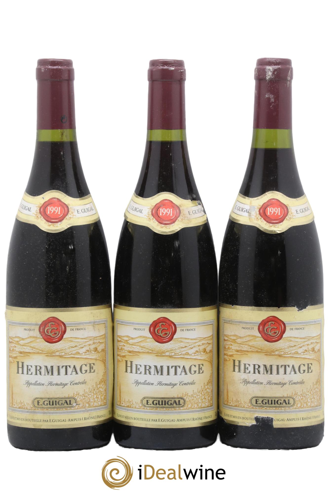Hermitage Guigal 1991 - Lot of 3 bottles - 0