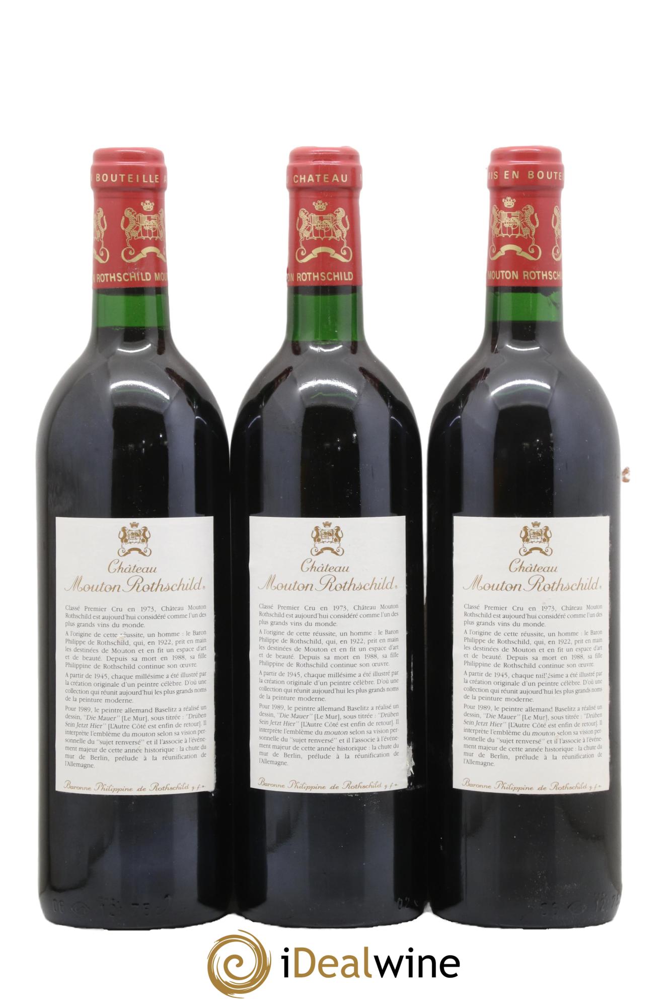Château Mouton Rothschild 1er Grand Cru Classé 1989 - Lot de 3 bouteilles - 1