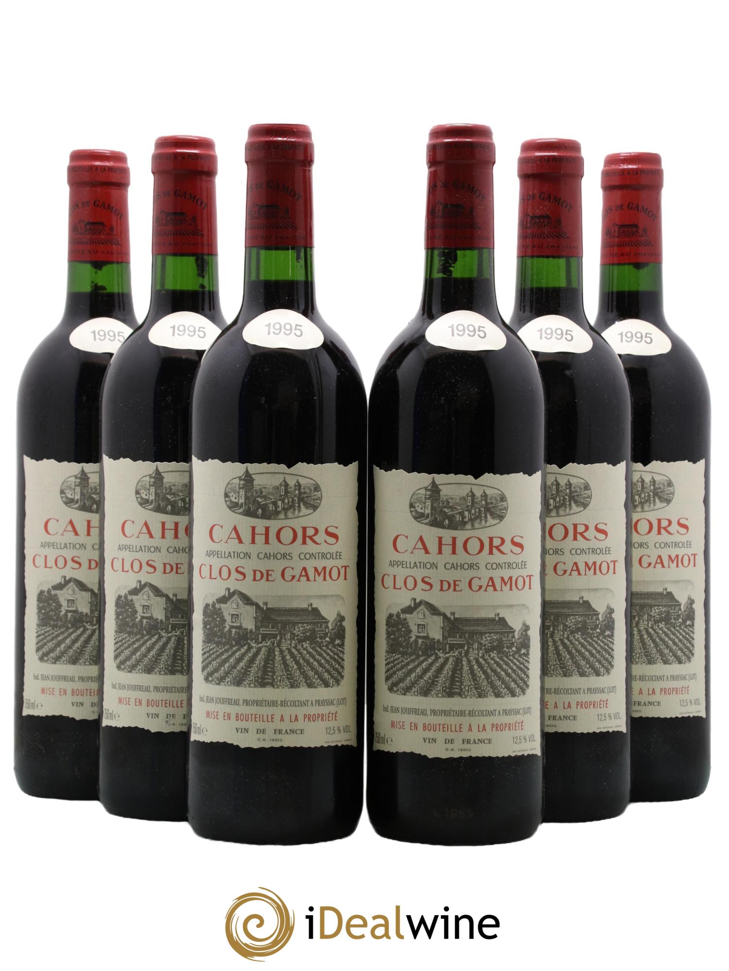 Cahors Clos de Gamot famille Jouffreau 1995 - Lot de 6 bouteilles - 0
