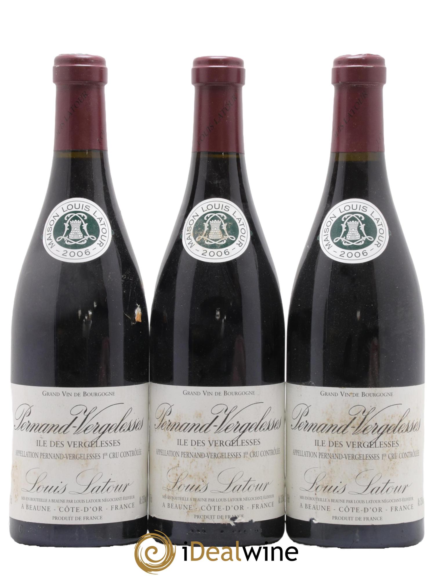 Pernand-Vergelesses 1er Cru Ile Des Vergelesses Louis Latour 2006 - Lot de 3 bouteilles - 0