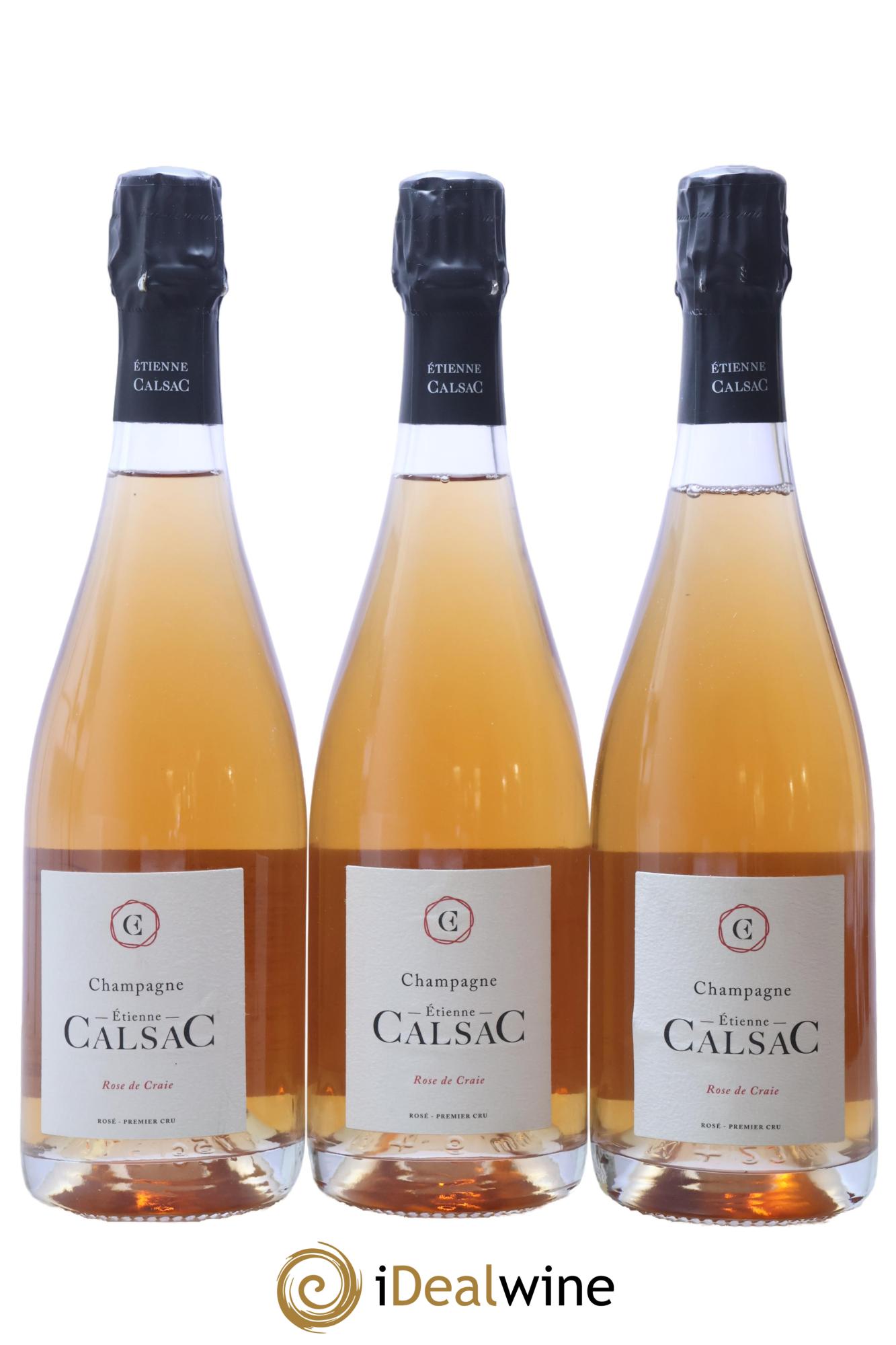 Champagne - Extra Brut 1er Cru Rose De Craie Etienne Calsac - Posten von 3 Flaschen - 0