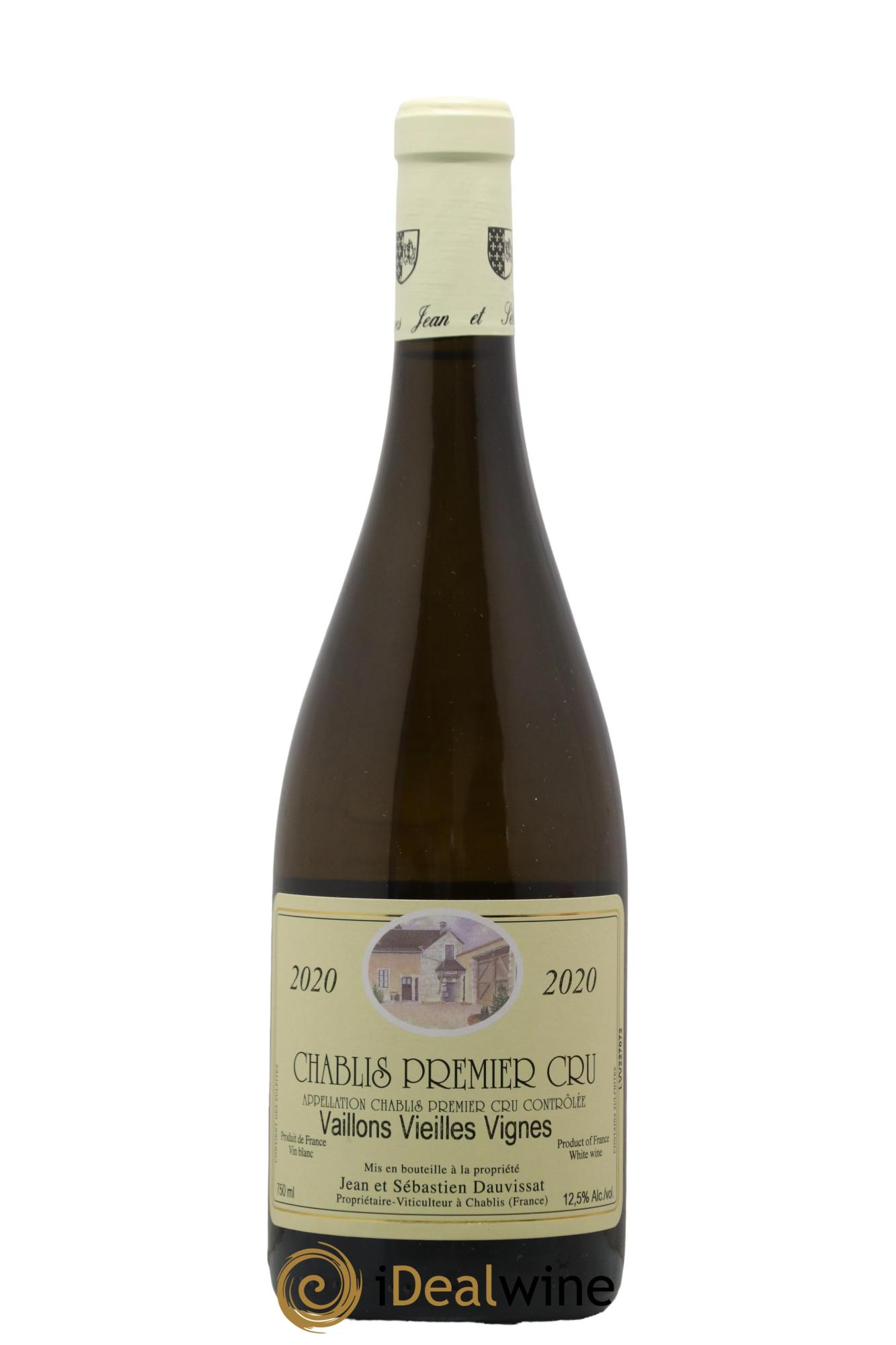 Chablis 1er Cru Vaillons Vieilles Vignes Domaine Jean et Sébastien Dauvissat 2020 - Lot de 1 bouteille - 0