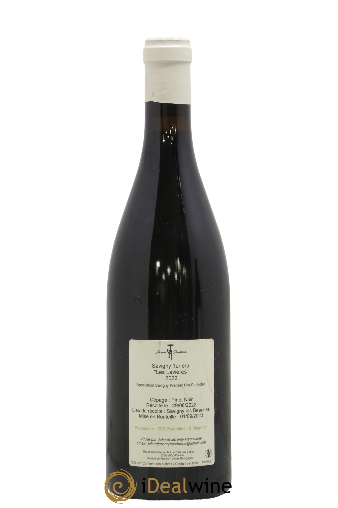 Savigny-lès-Beaune 1er Cru Les Lavières Jérémy Recchione 2022 - Lot de 1 bouteille - 1