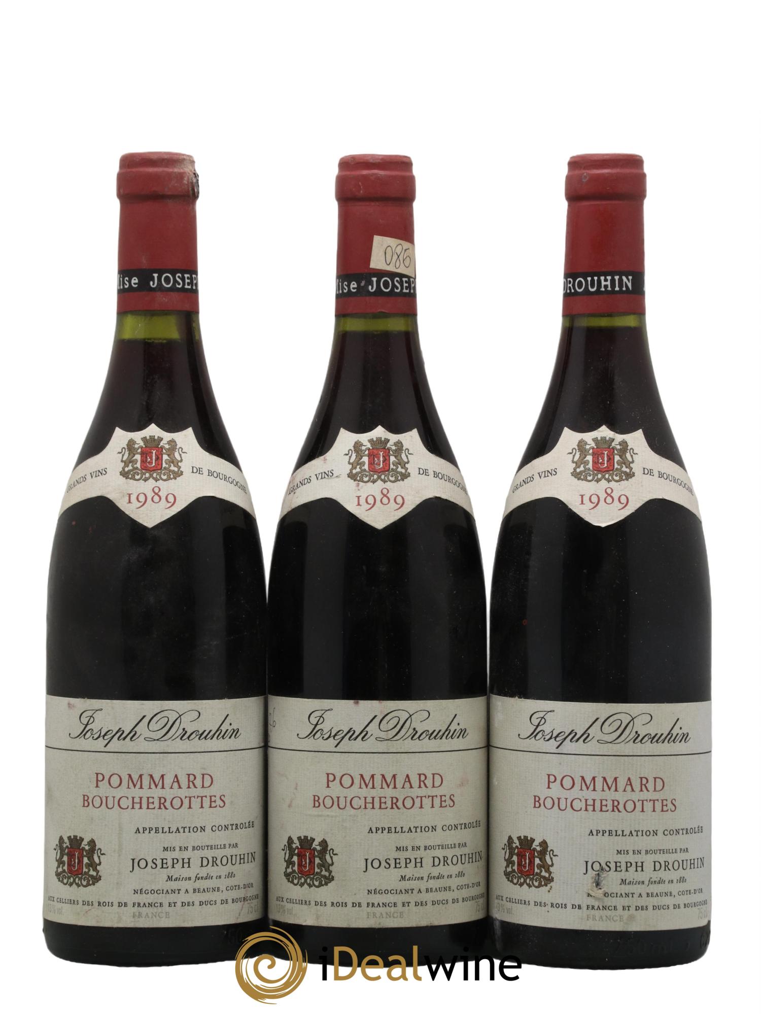 Pommard Boucherottes Domaine Bouchard 1989 - Lot de 3 bouteilles - 0