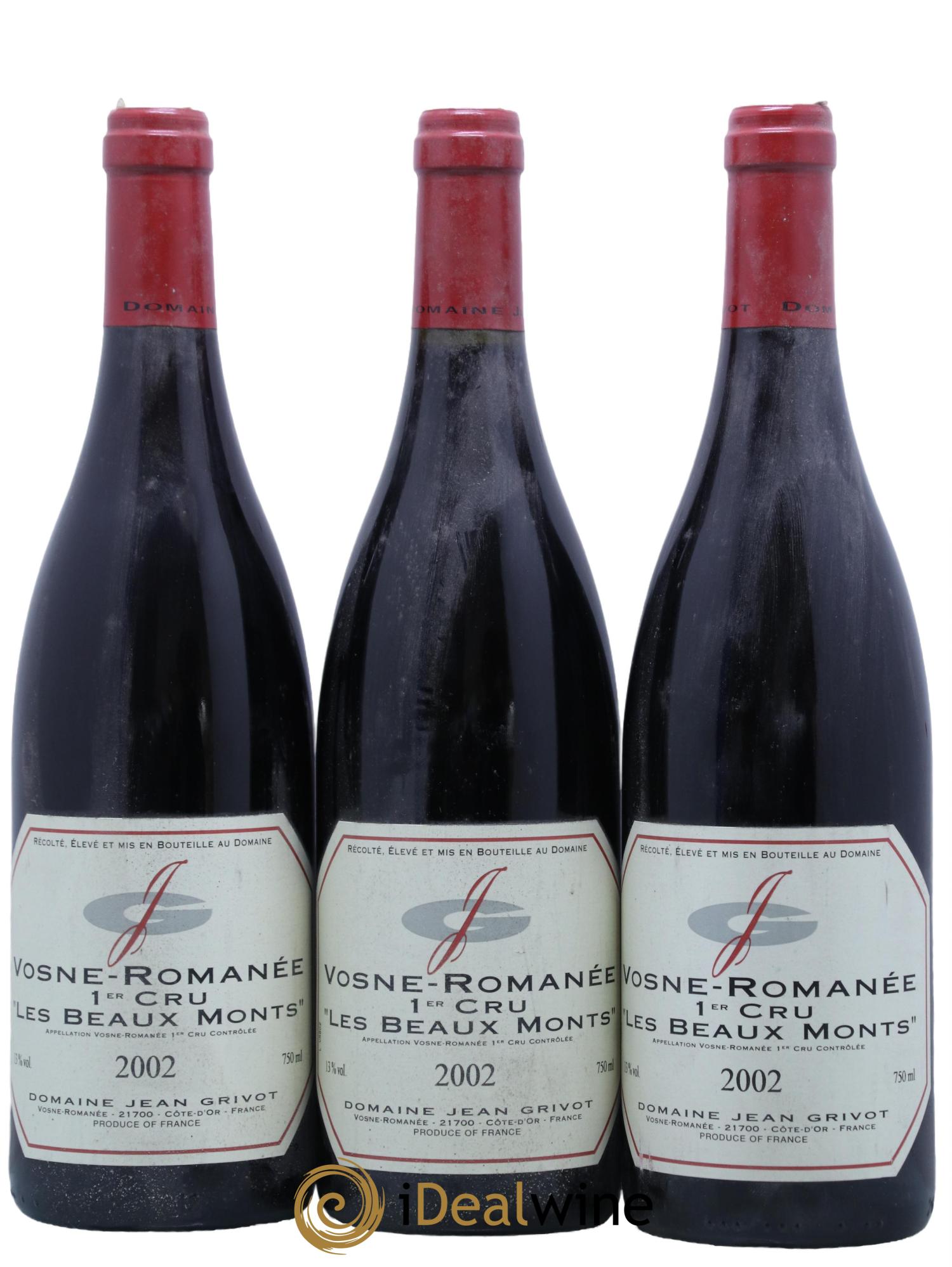 Vosne-Romanée 1er Cru Les Beaux-Monts Jean Grivot 2002 - Lot de 3 bouteilles - 0