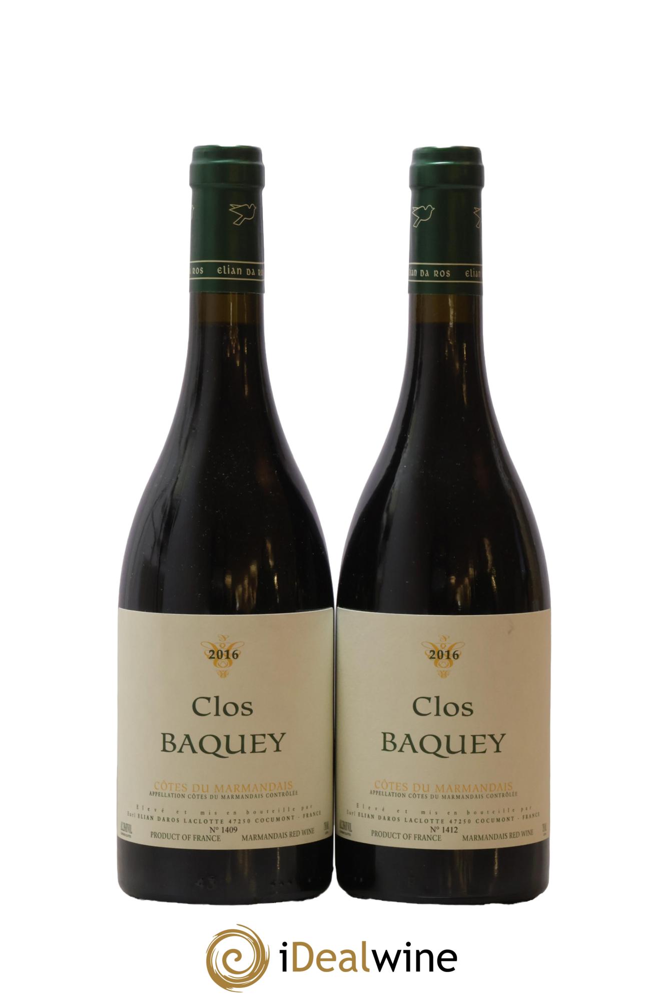 Côtes du Marmandais Clos Baquey Elian Da Ros (Domaine) 2016 - Lot of 2 bottles - 0