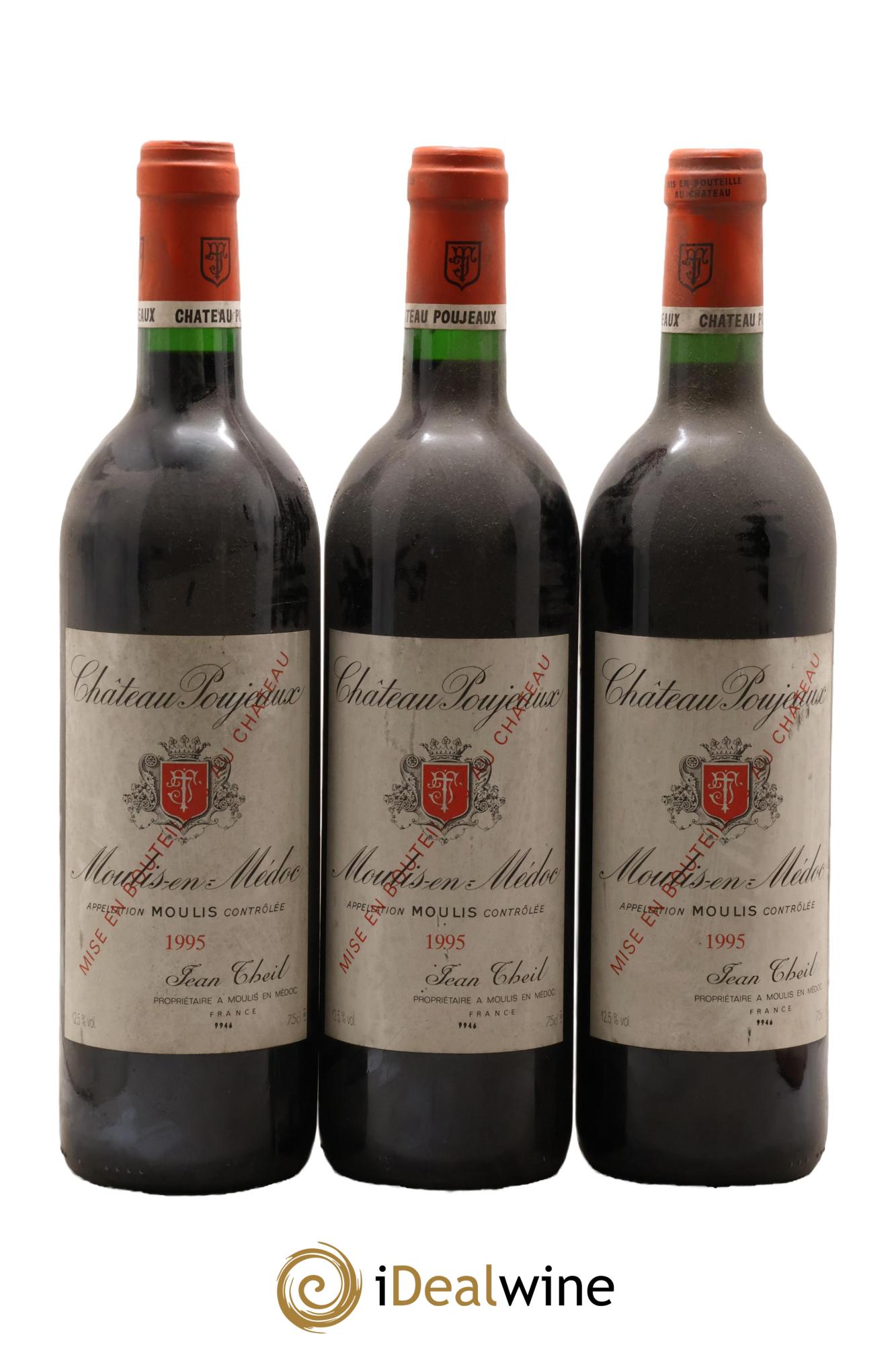 Château Poujeaux 1995 - Lot of 3 bottles - 0