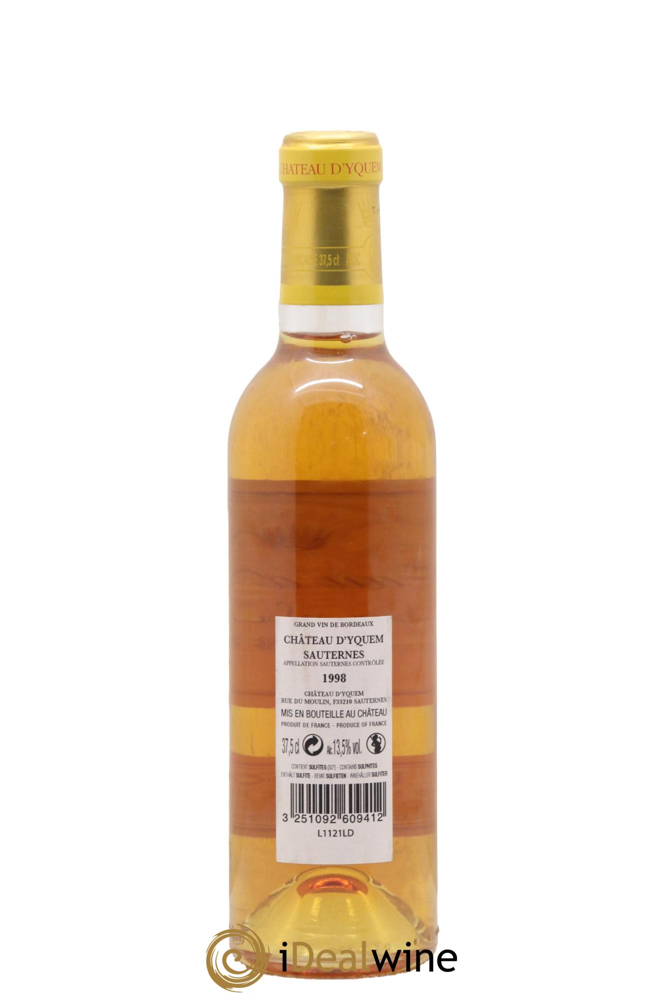Château d' Yquem 1er Cru Classé Supérieur 1998 - Lotto di 1 mezza bottiglia - 1