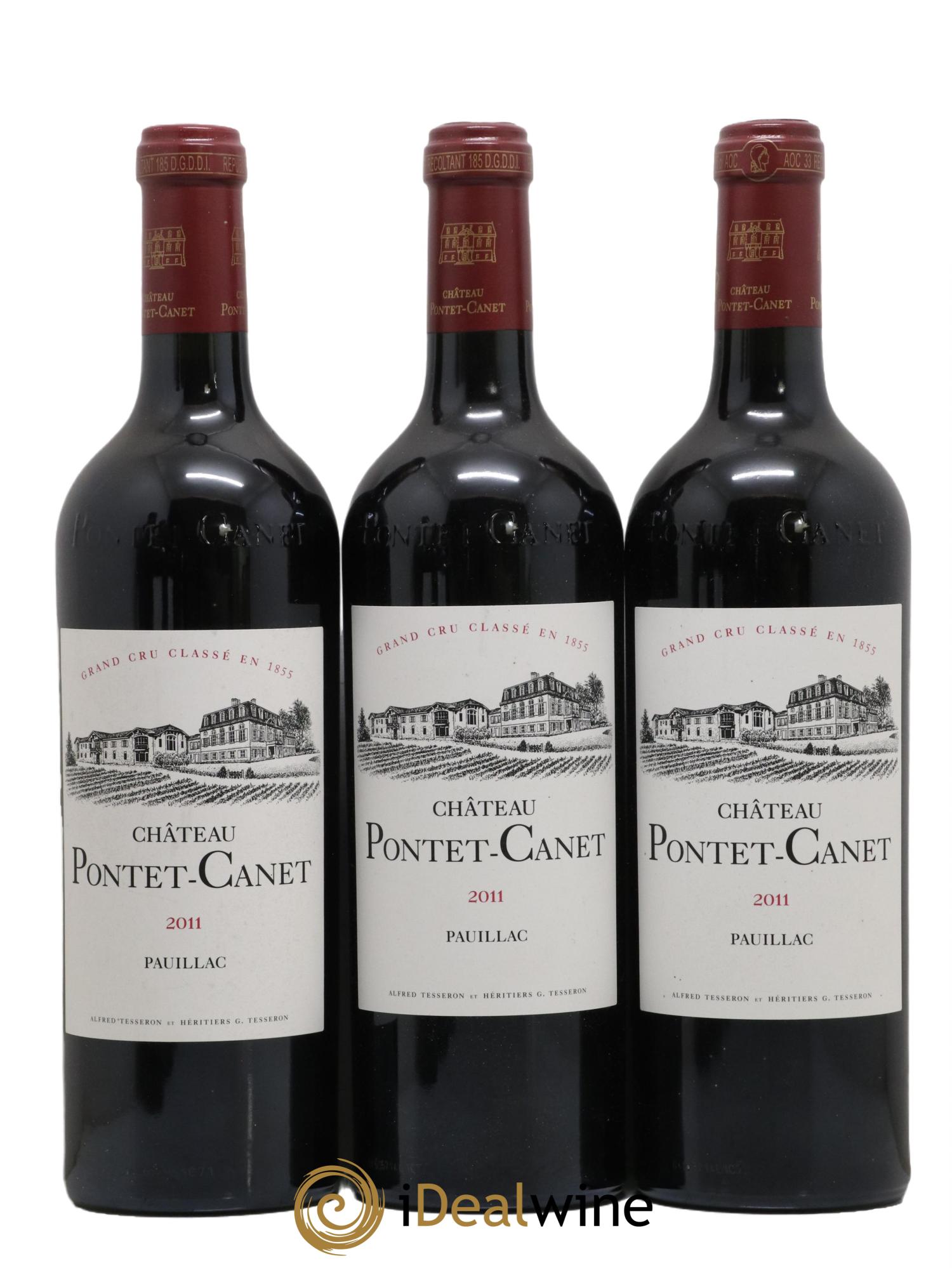 Château Pontet Canet 5ème Grand Cru Classé 2011 - Lot de 3 bouteilles - 0