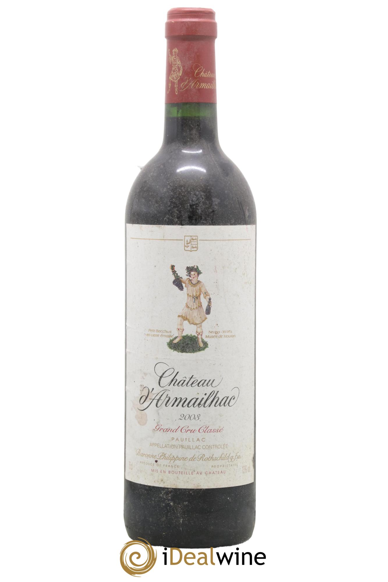 Château d' Armailhac - Mouton Baron(ne) Philippe 5ème Grand Cru Classé 2003 - Lot de 1 bouteille - 0