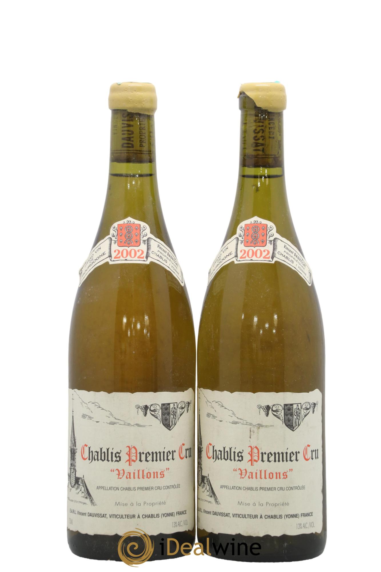 Chablis 1er Cru Vaillons Vincent Dauvissat (Domaine) 2002 - Lot of 2 bottles - 0