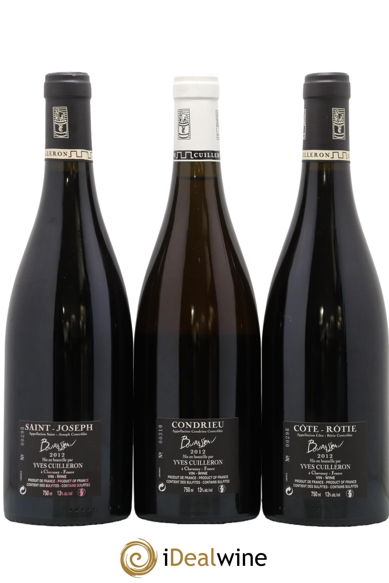 Condrieu - Saint-Joseph - Côte-Rôtie Caisse 3 appellations Bourasseau Yves Cuilleron (Domaine) 2012 - Lot of 3 bottles - 1