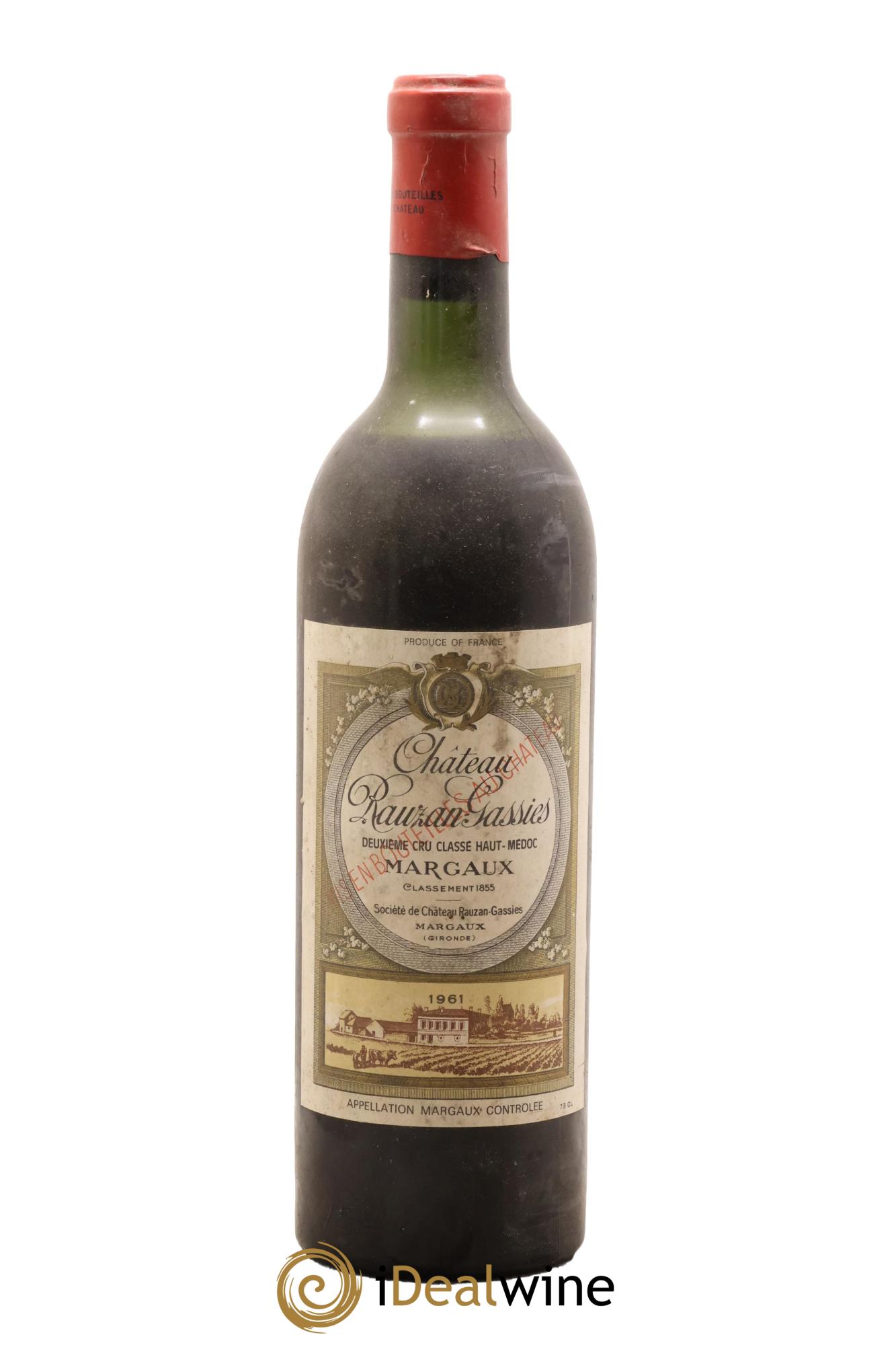 Château Rauzan-Gassies 2ème Grand Cru Classé 1961 - Lot de 1 bouteille - 0