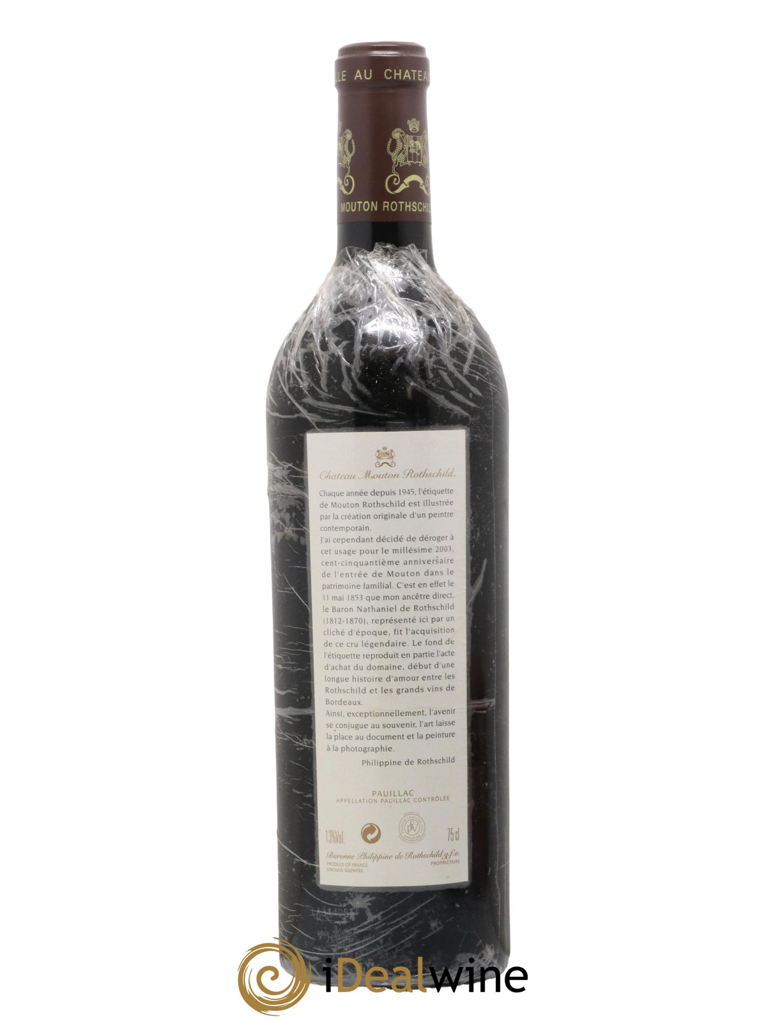 Château Mouton Rothschild 1er Grand Cru Classé 2003 - Lot de 1 bouteille - 1