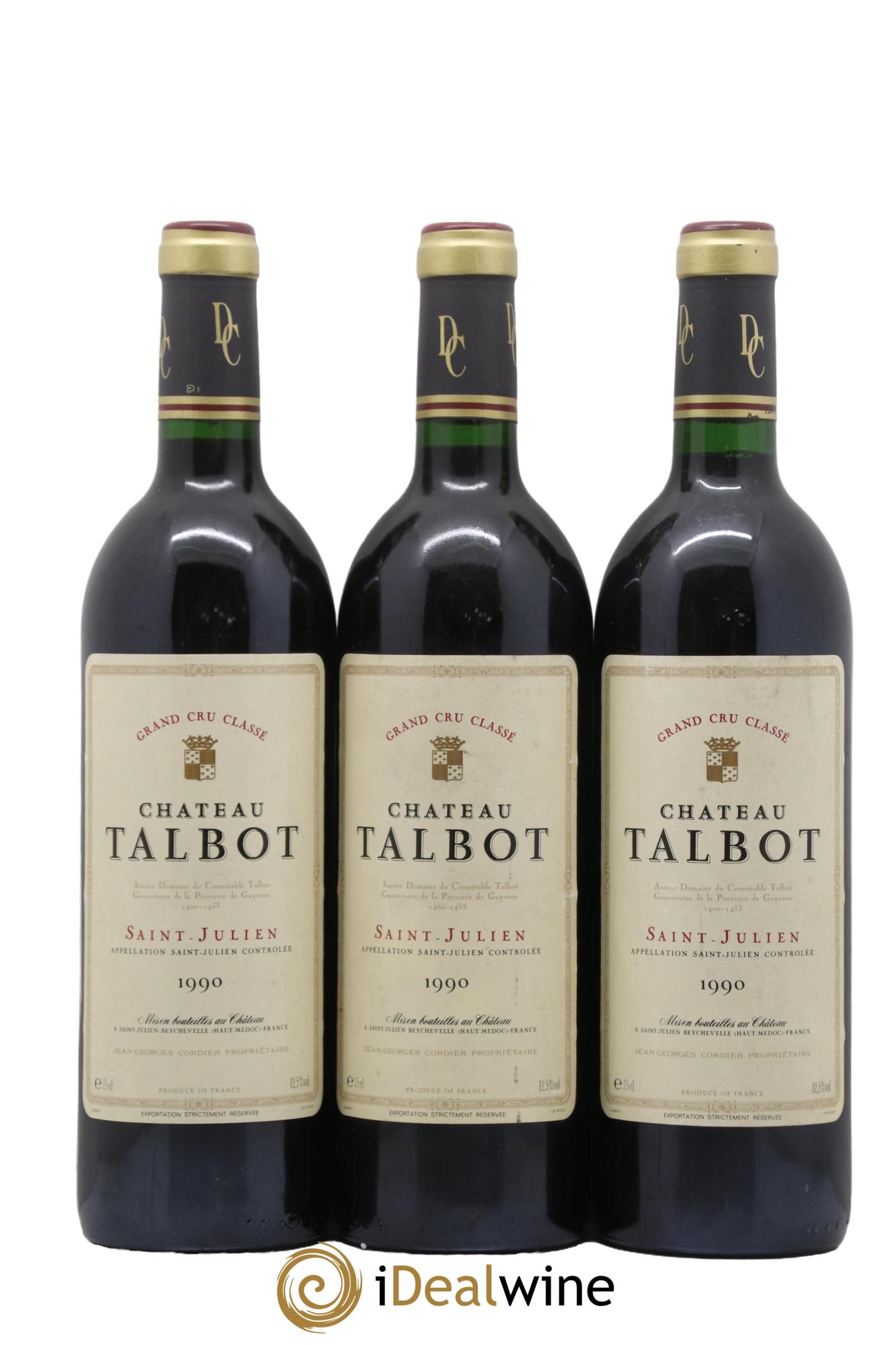 Château Talbot 4ème Grand Cru Classé 1990 - Lot de 3 bouteilles - 0