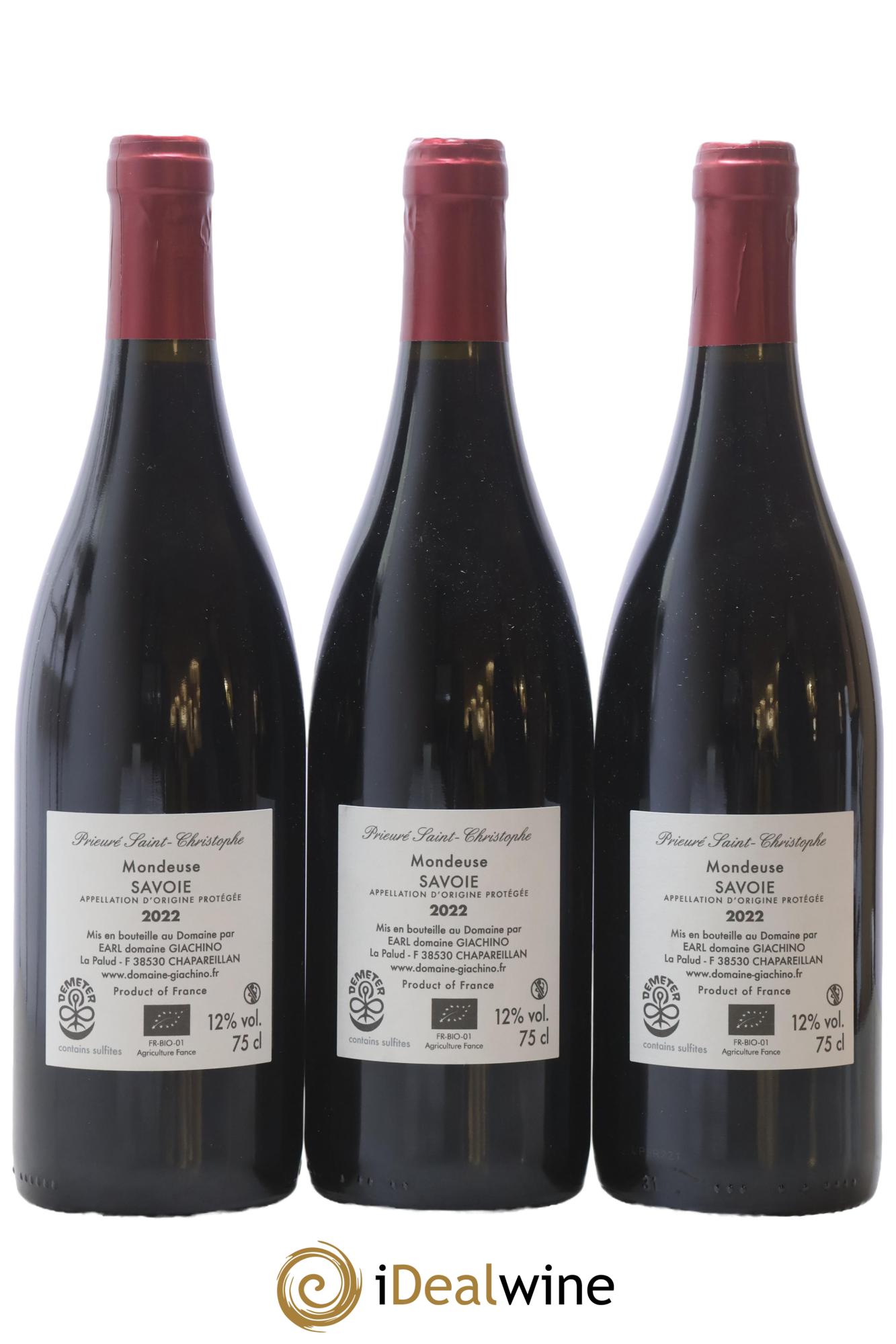 Vin de Savoie Mondeuse Tradition Prieuré Saint Christophe (Domaine) 2022 - Lot of 3 bottles - 1