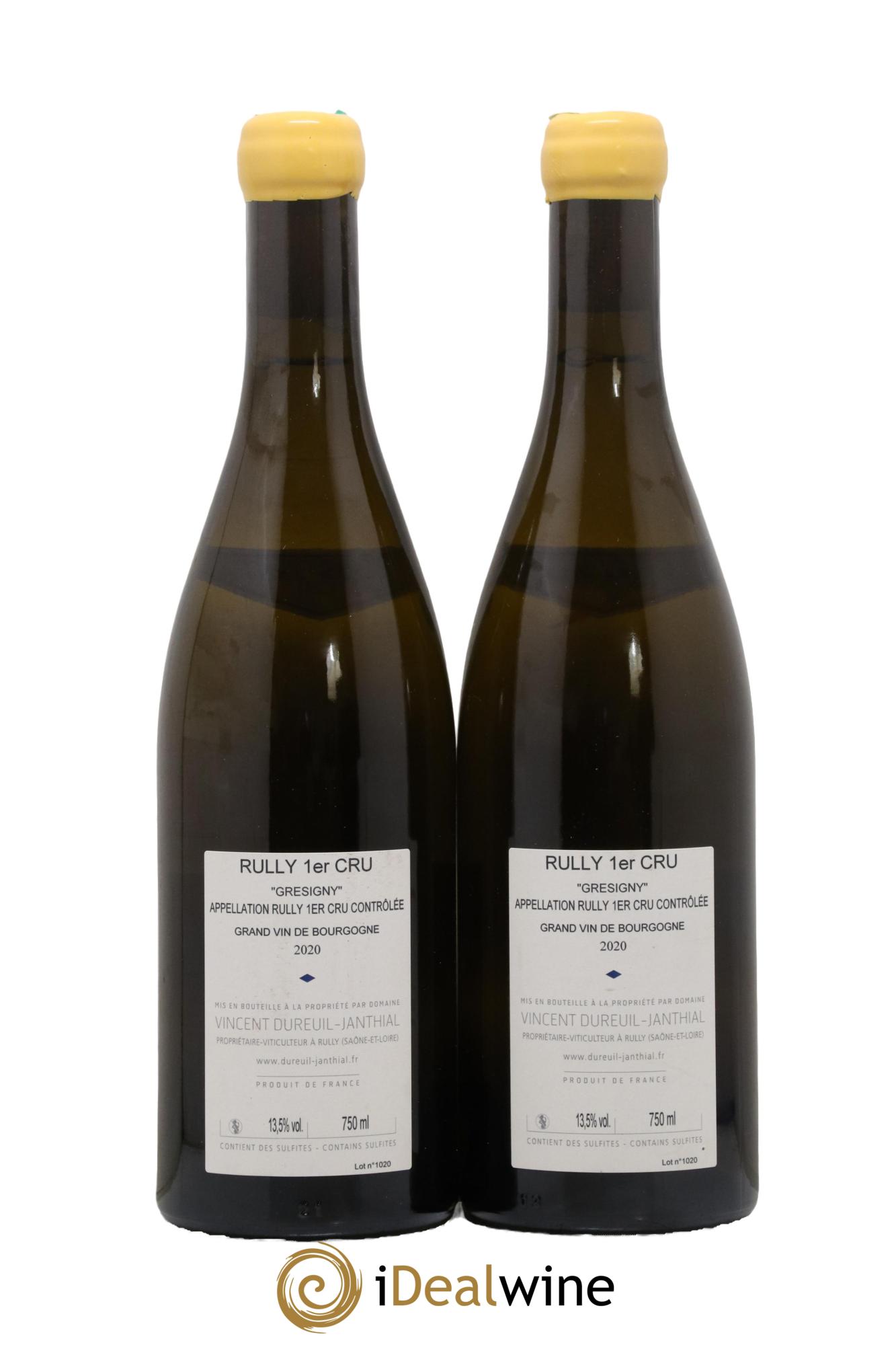 Rully 1er Cru Grésigny Vieilles Vignes Vincent Dureuil-Janthial 2020 - Lotto di 2 bottiglie - 1