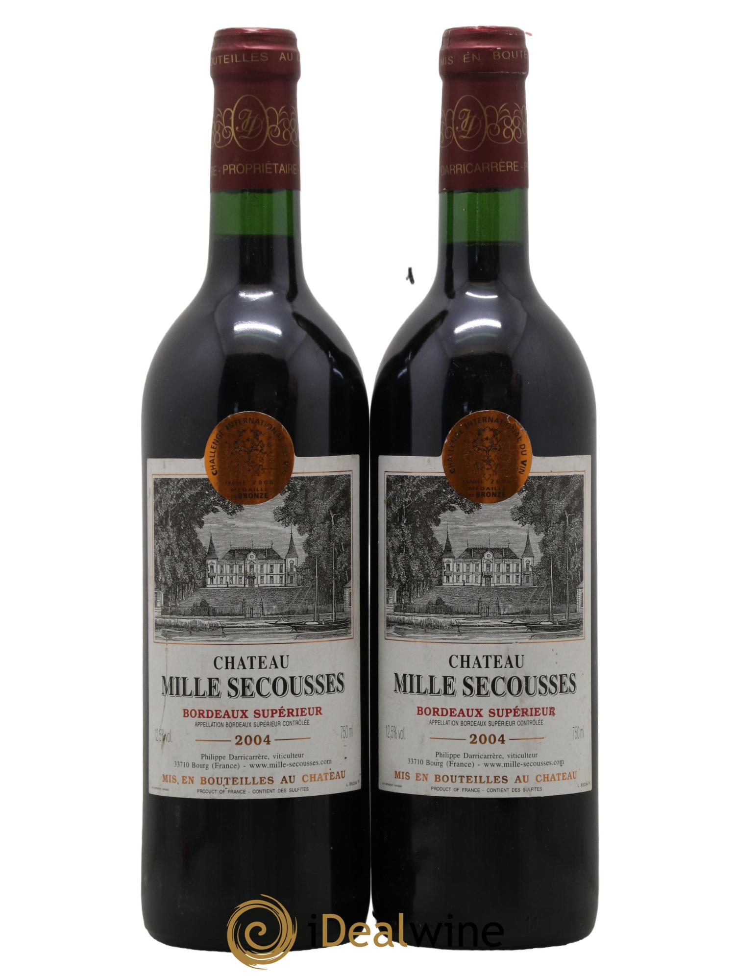 Bordeaux Chateau Milles Secousses 2004 - Lot de 2 bouteilles - 0