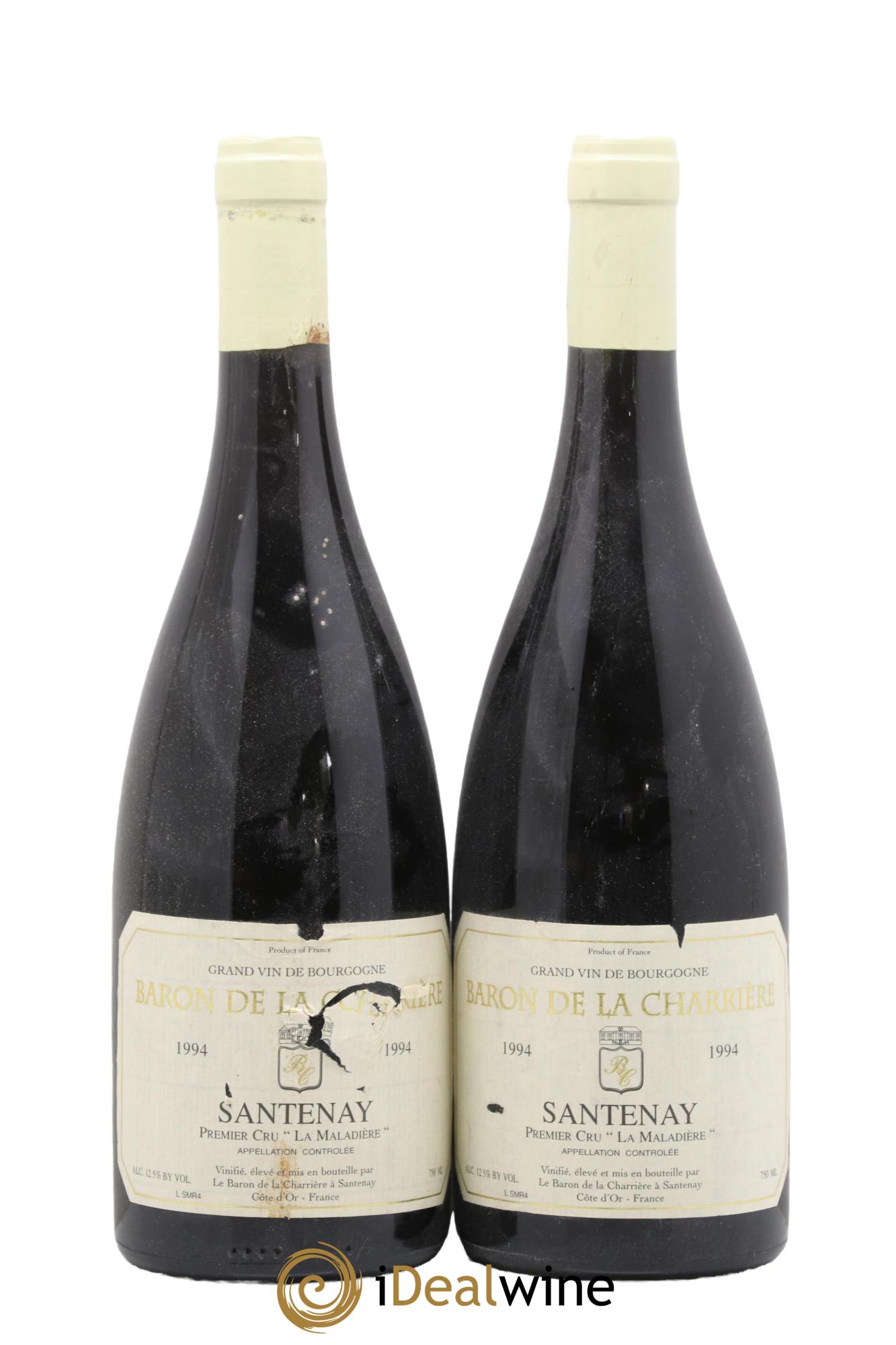 Santenay 1er Cru La Maladière Baron de la Charrière 1994 - Lot de 2 bouteilles - 0